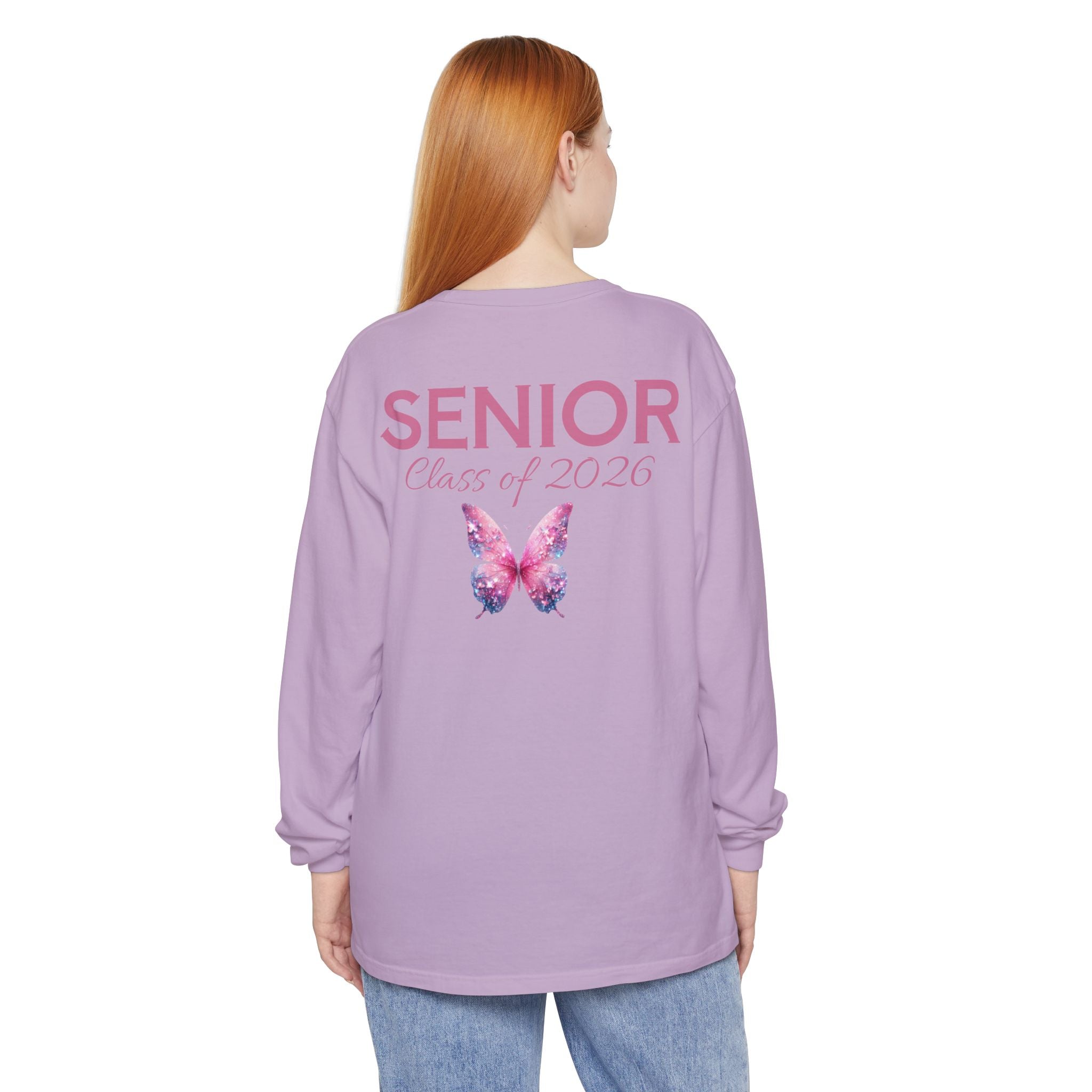Senior Class of 2026 Butterfly Unisex Garment-Dyed Long Sleeve T-Shirt