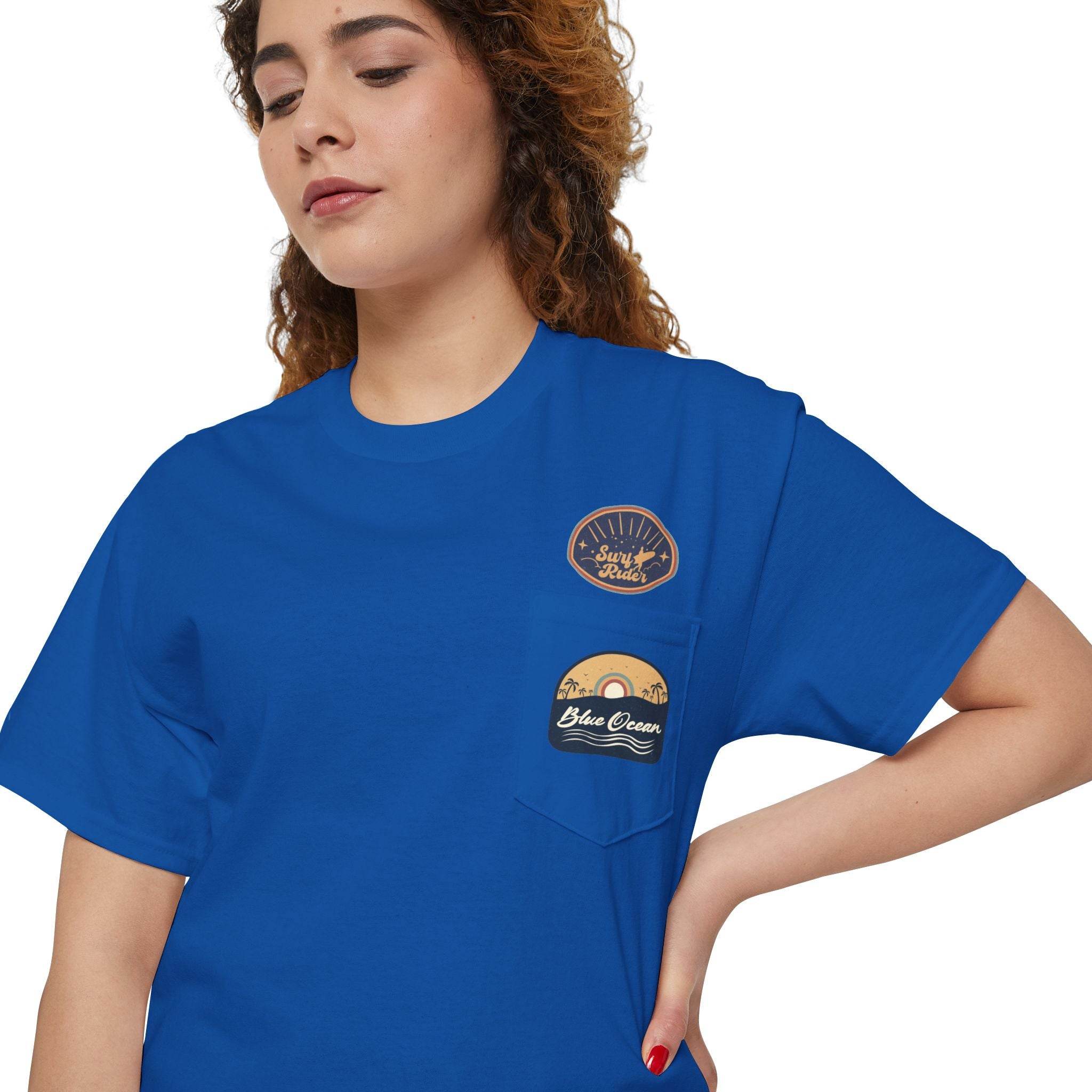 Blue Ocean Unisex Heavy Cotton Pocket Tee - Esmeralda Ecostore