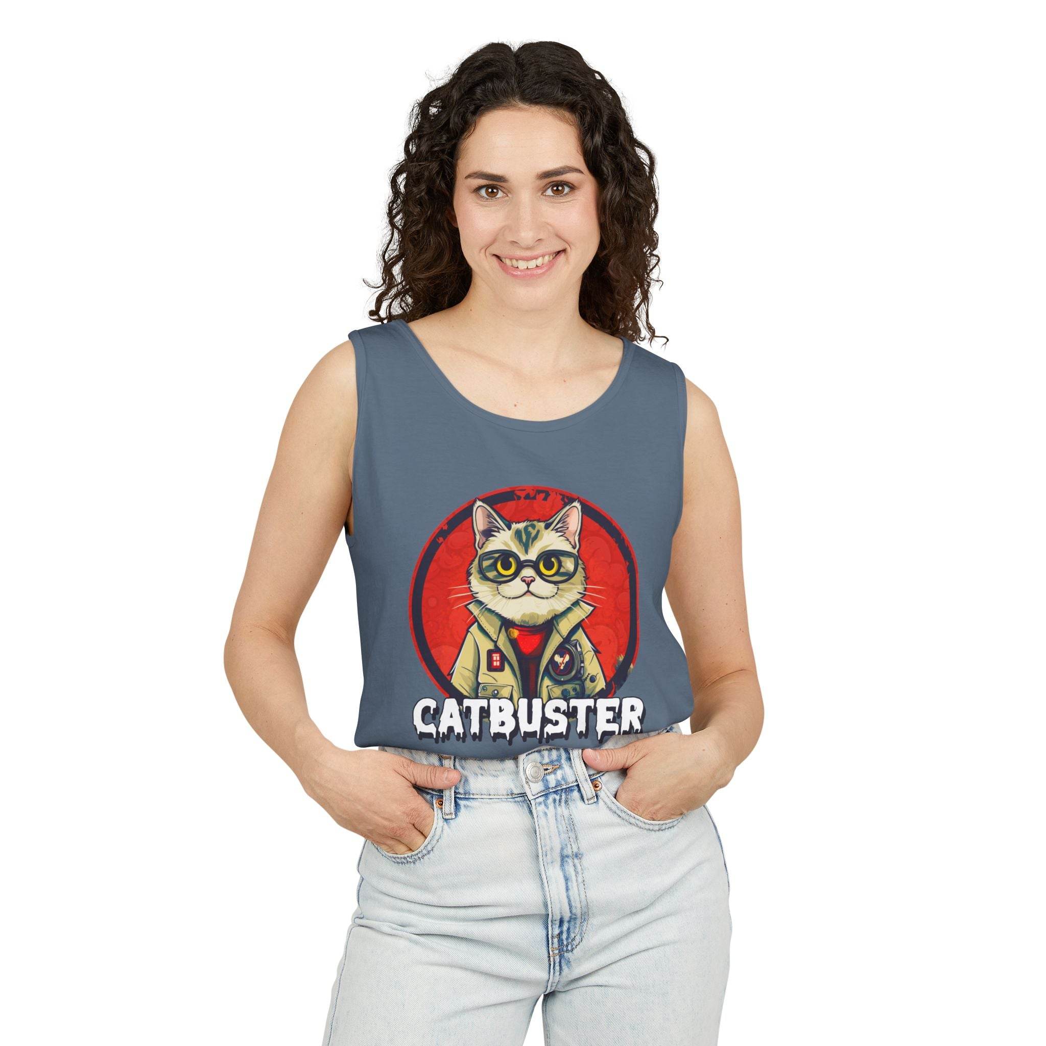 Catbuster Unisex Garment-Dyed Tank Top - Esmeralda Ecostore