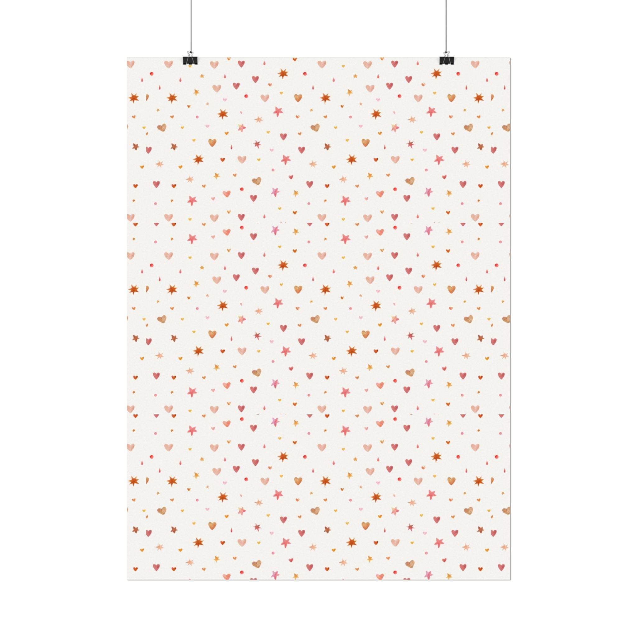 Heart Sparkle Textured Watercolor Matte Posters