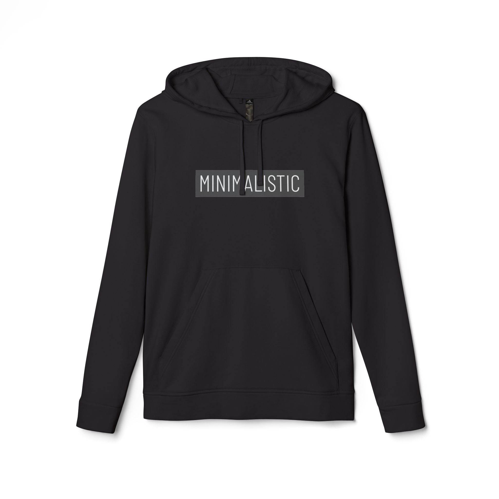 Black eco-friendly unisex hoodie from Printify with minimalist text design on front