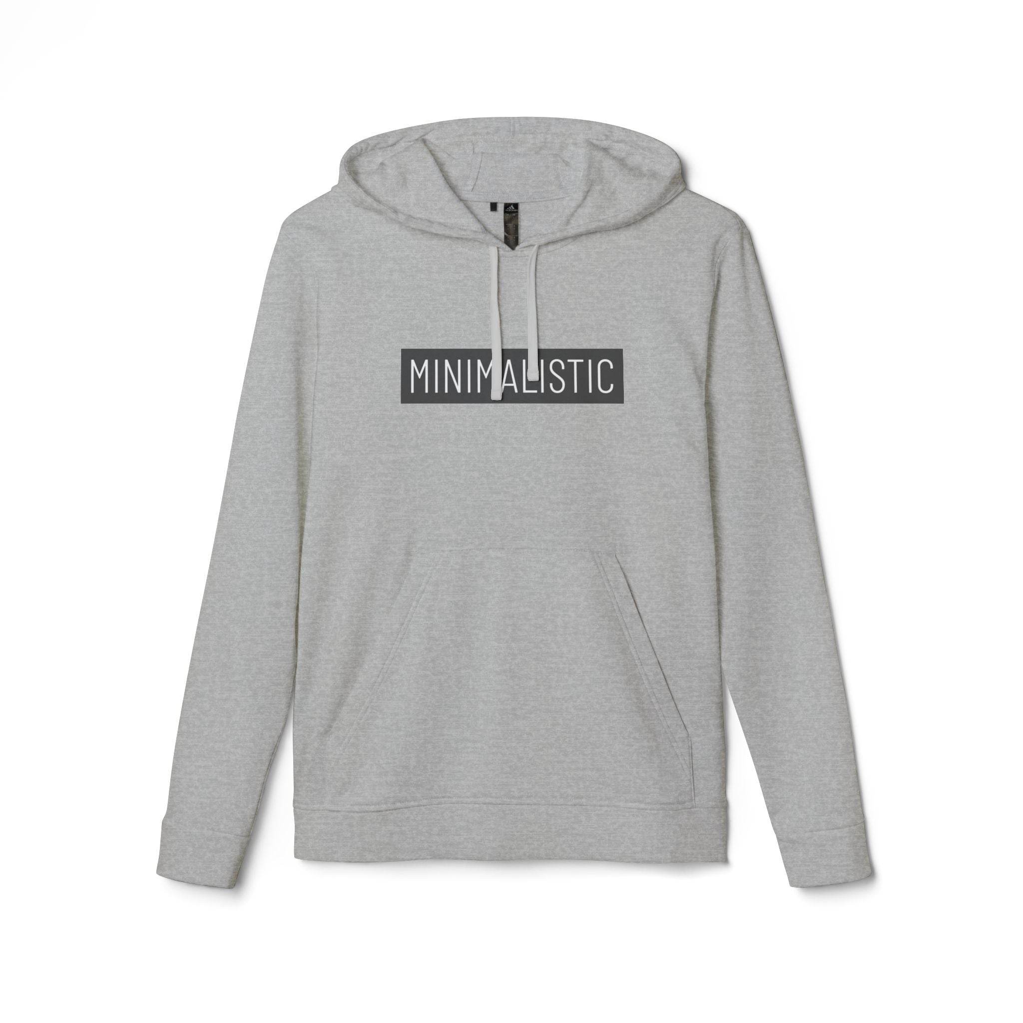 Printify eco-friendly unisex hoodie in light gray with minimalist black and white text design