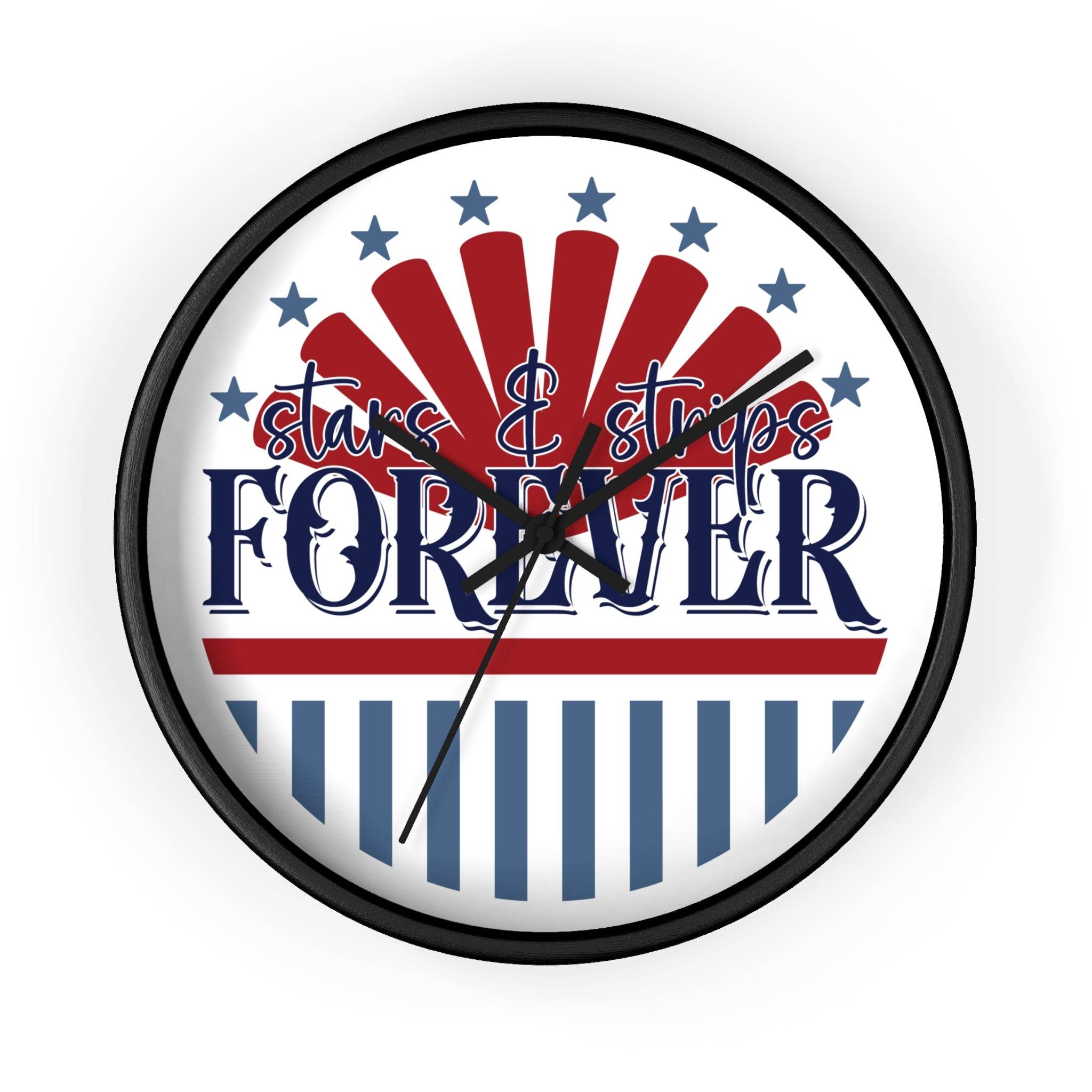 Printify American themed wall clock with stars and stripes design in red, white, and blue colors
