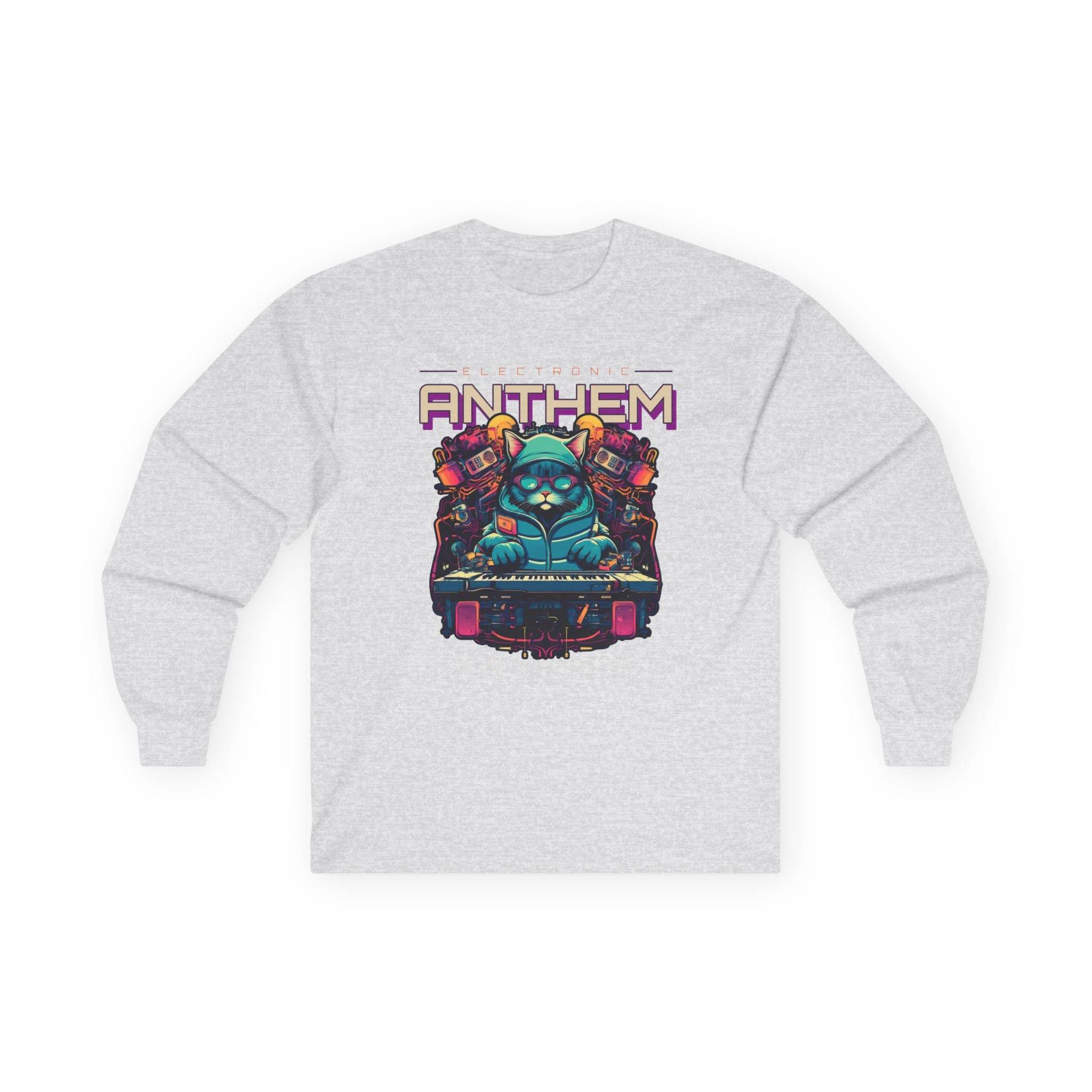 Printify unisex eco-friendly long sleeve tee with colorful Anthem graphic design