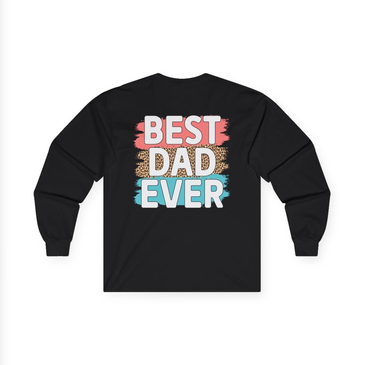 Best dad ever cotton shirt in black with colorful lettering on the back for a stylish gift