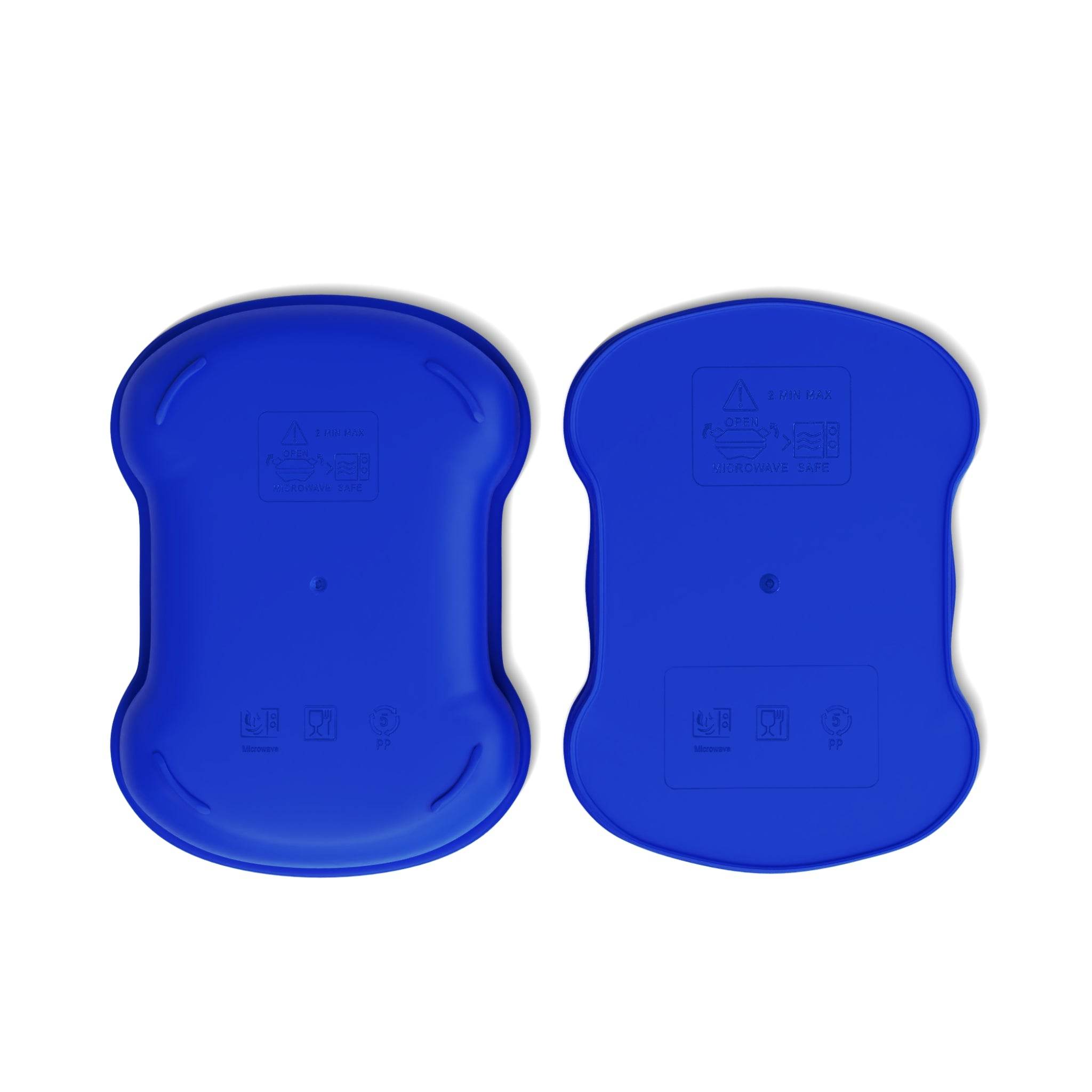 Blue reusable lunch container lids for kitchen accessories by Printify shown from top view