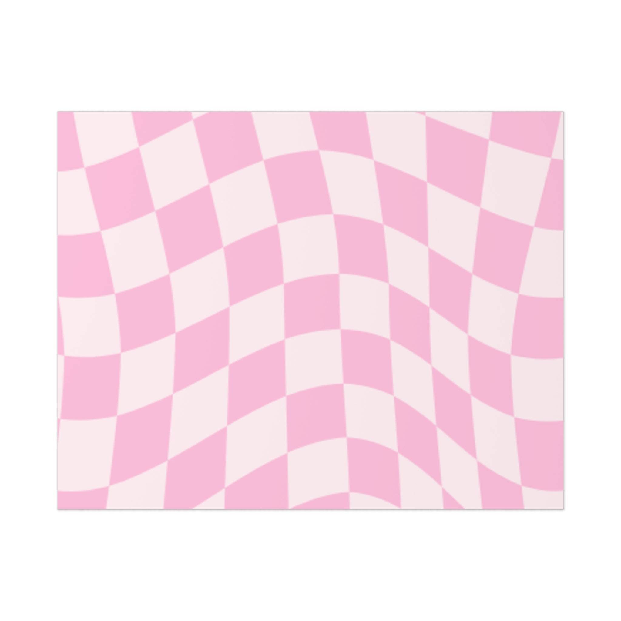 Printify sustainable uncoated posters with pink and white wavy checkerboard pattern