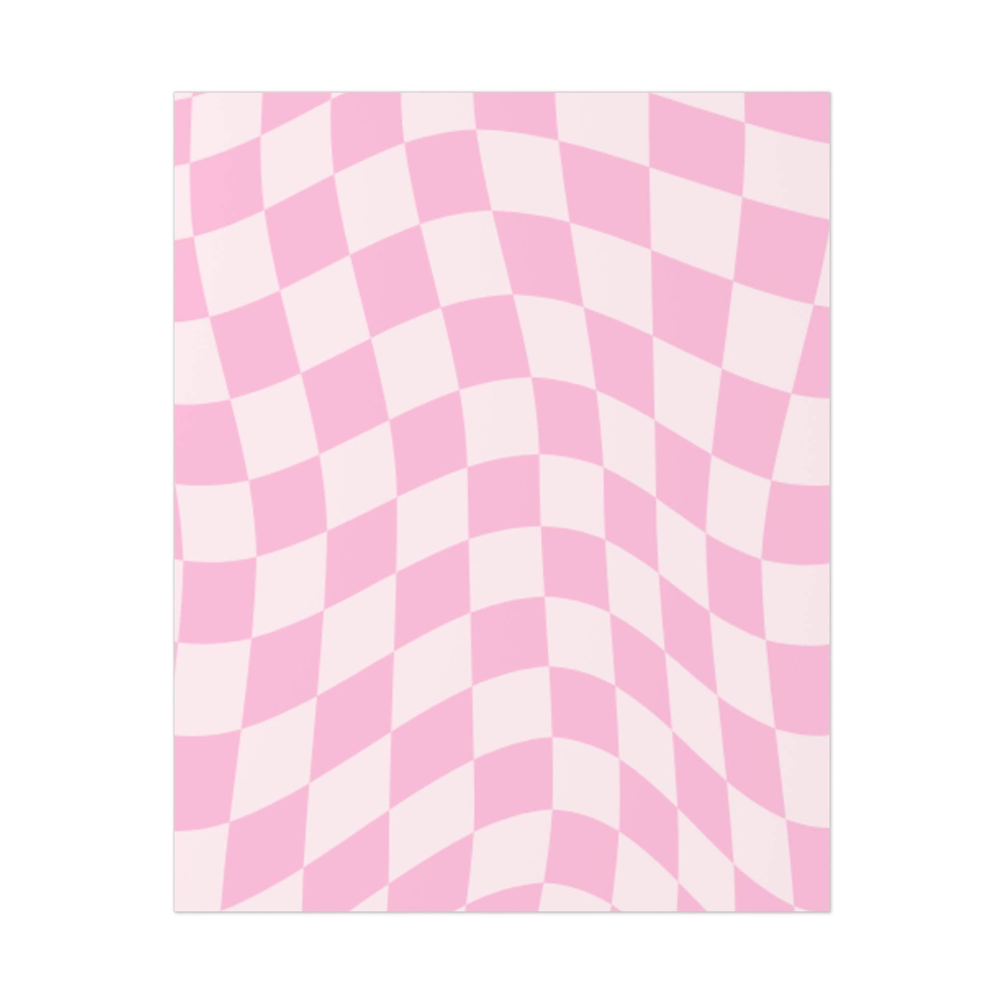 Printify pink and white checkered wavy design sustainable uncoated posters with eco-friendly material
