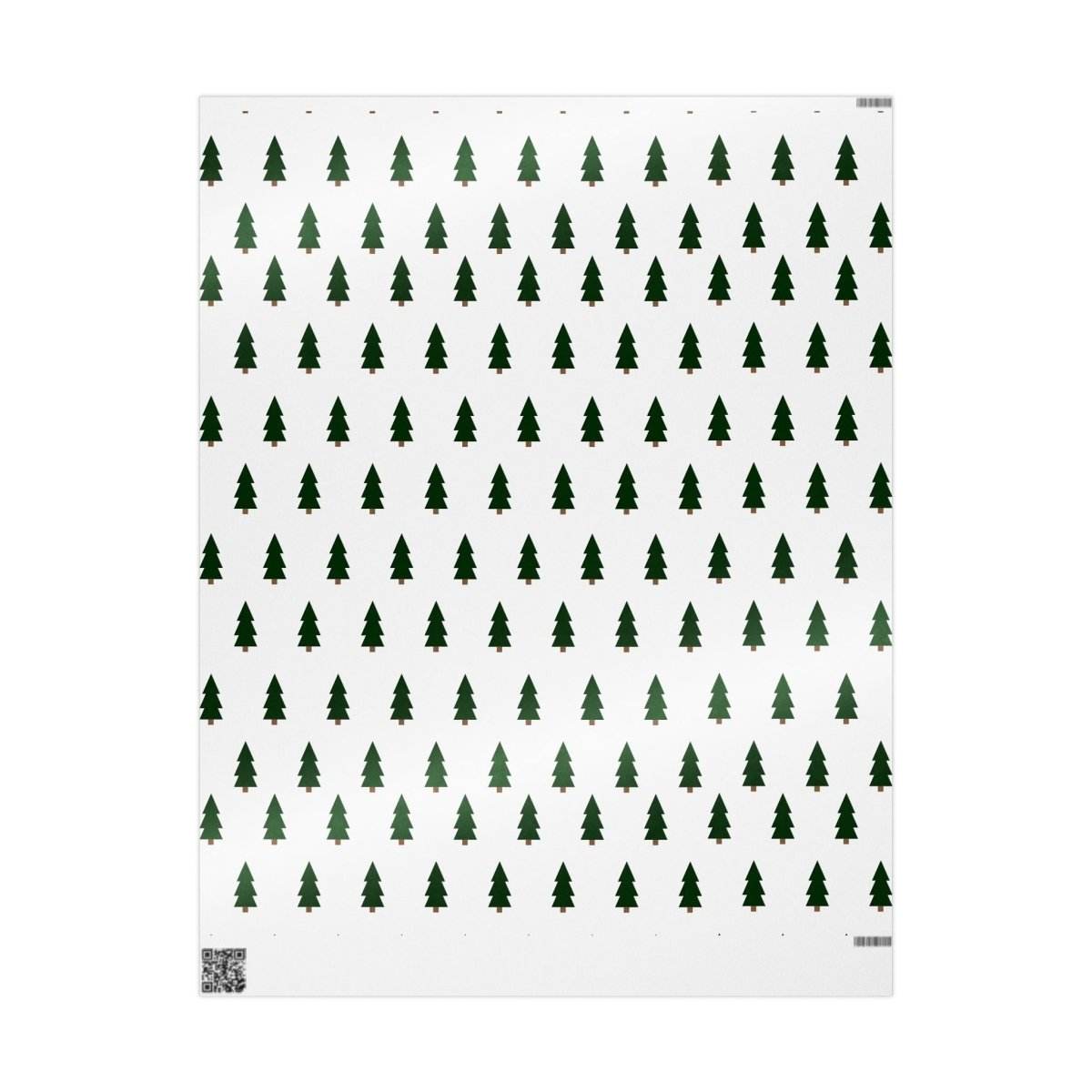 Printify Christmas tree wrapping paper with green Christmas tree pattern on white background
