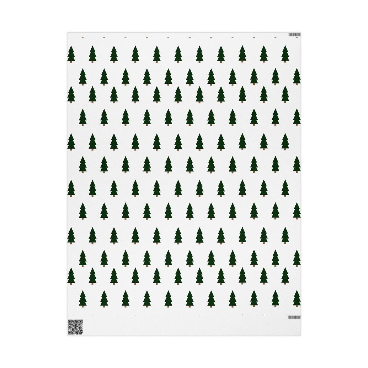 Printify Christmas tree wrapping paper with green tree patterns on white background for seasonal decorations
