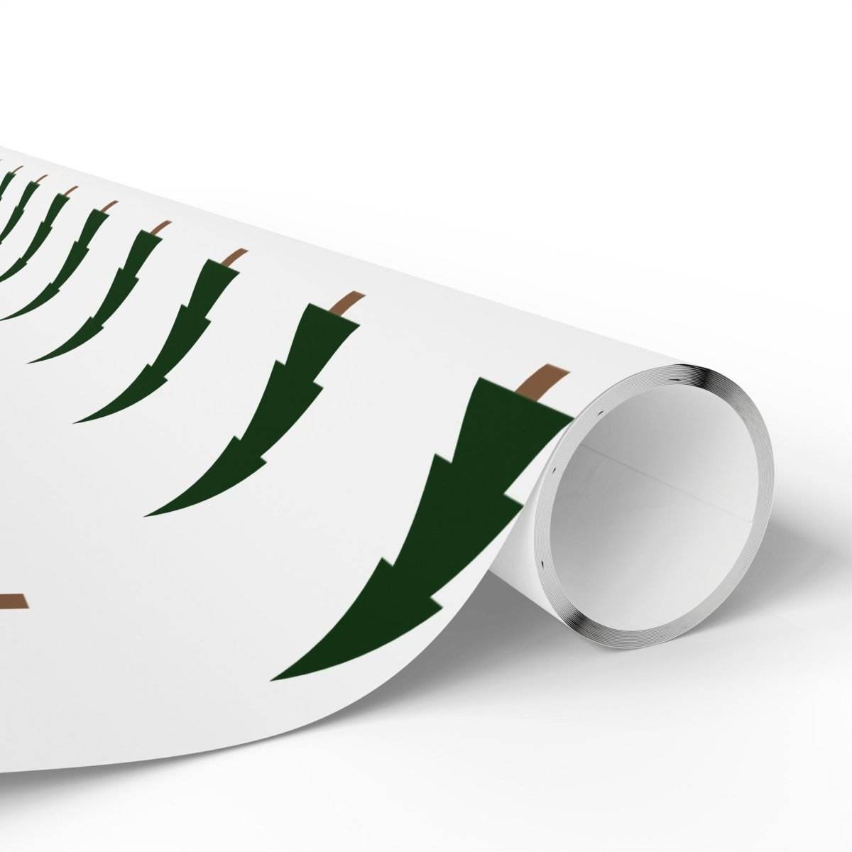 Printify Christmas tree wrapping paper roll with green tree patterns on white background for seasonal decorations