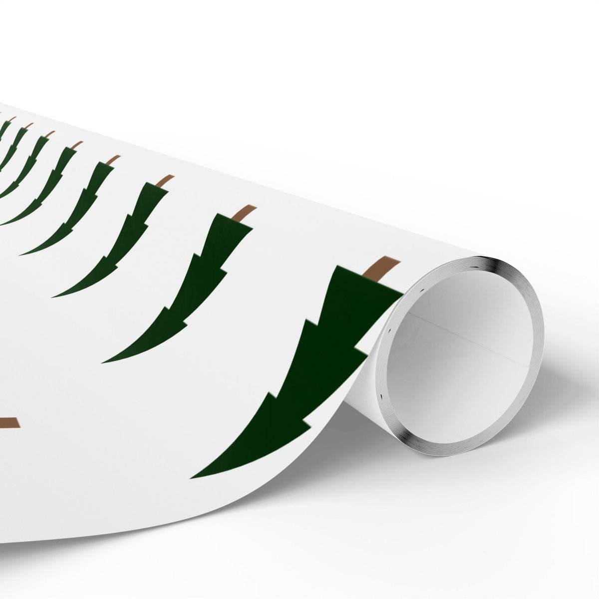 Printify Christmas tree wrapping paper roll with green tree pattern on white background for seasonal decorations