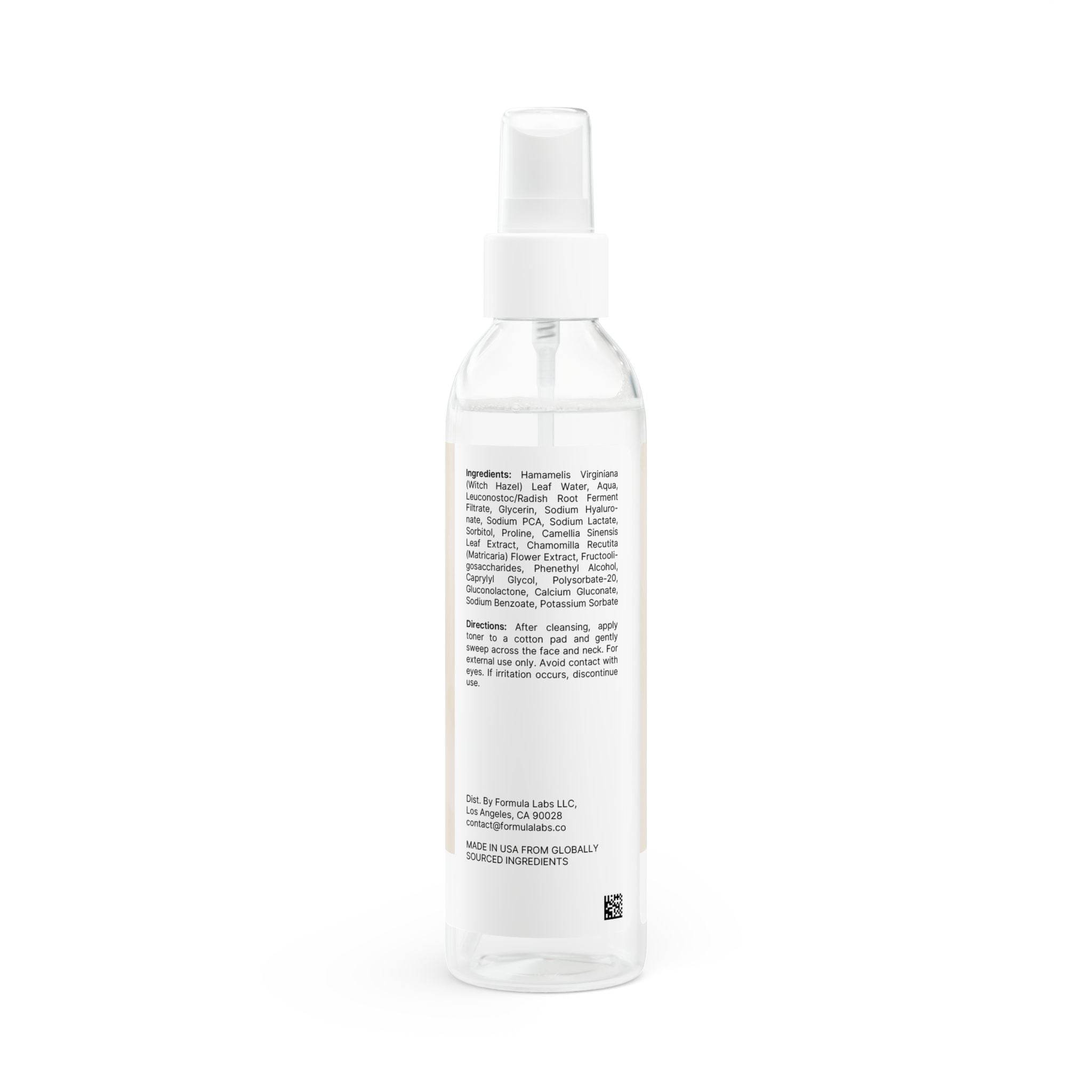 Printify natural face toner for hydration in clear spray bottle with white cap and label text
