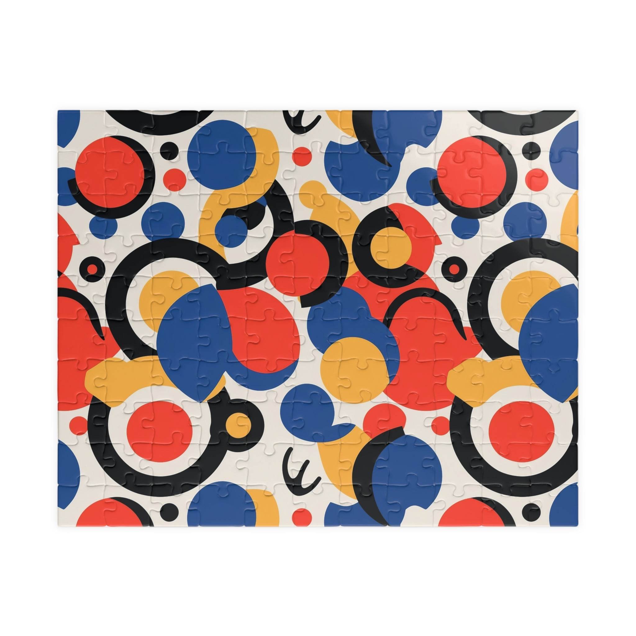 Printify colorful eco puzzle with abstract circle patterns in red blue yellow and black