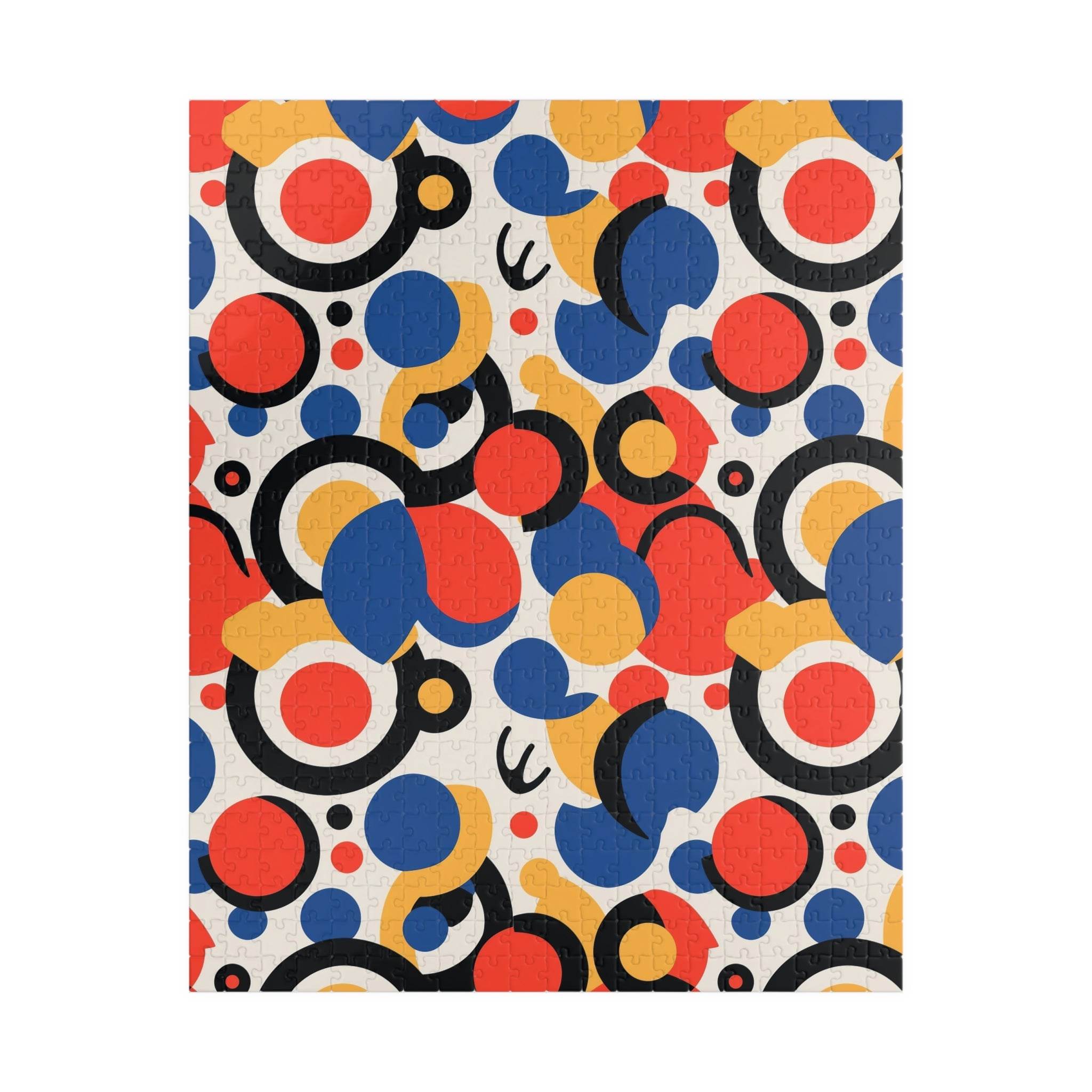 Colorful eco puzzle with vibrant abstract circles and shapes from Printify games collection