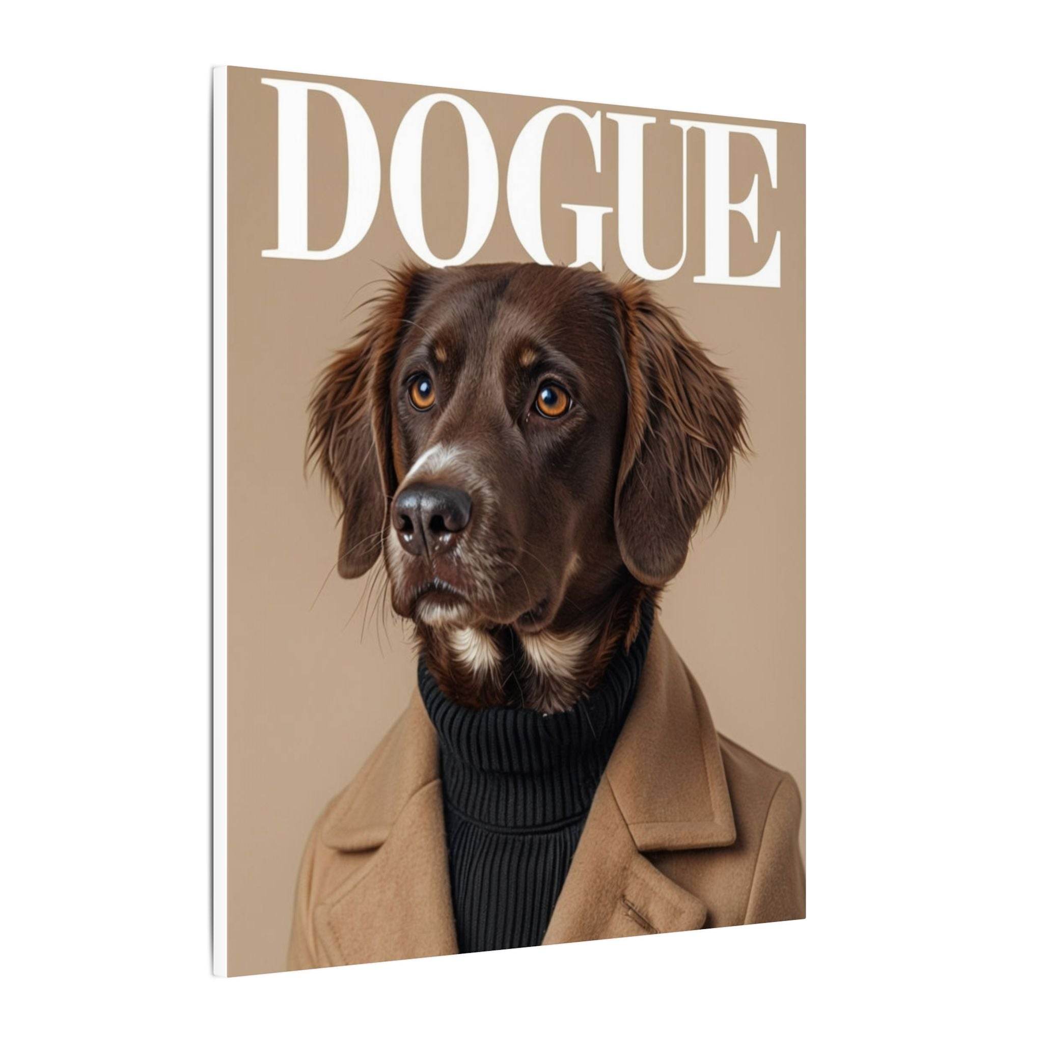 eco-friendly dog art print canvas by Printify featuring stylish brown dog portrait in coat
