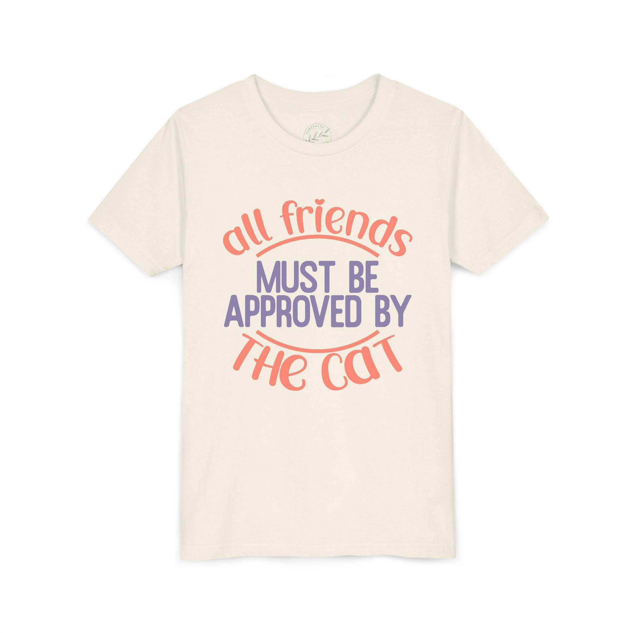 Printify eco-friendly cat t-shirt with all friends must be approved by the cat text design