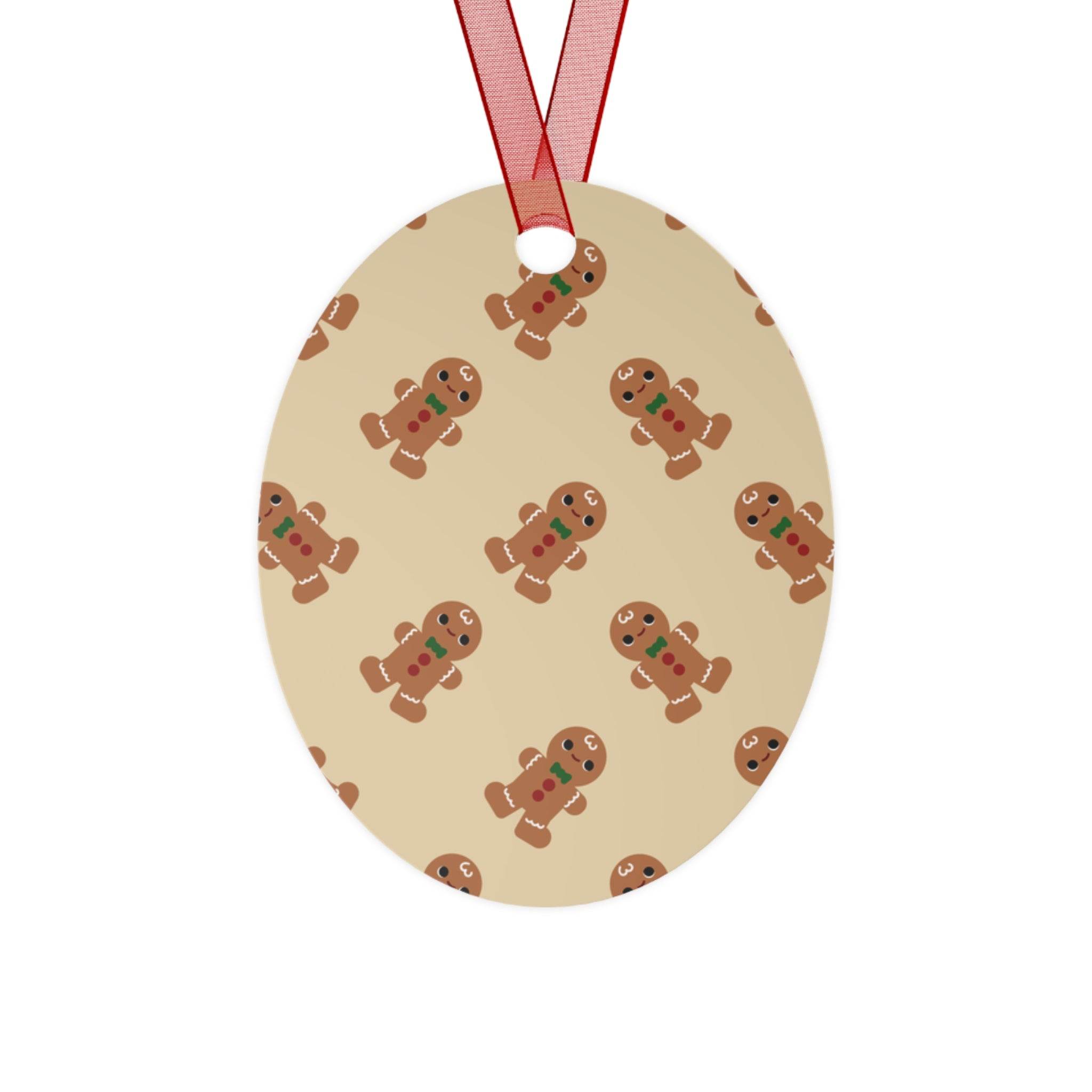 Printify oval seasonal decoration with gingerbread man pattern eco-friendly Christmas ornaments