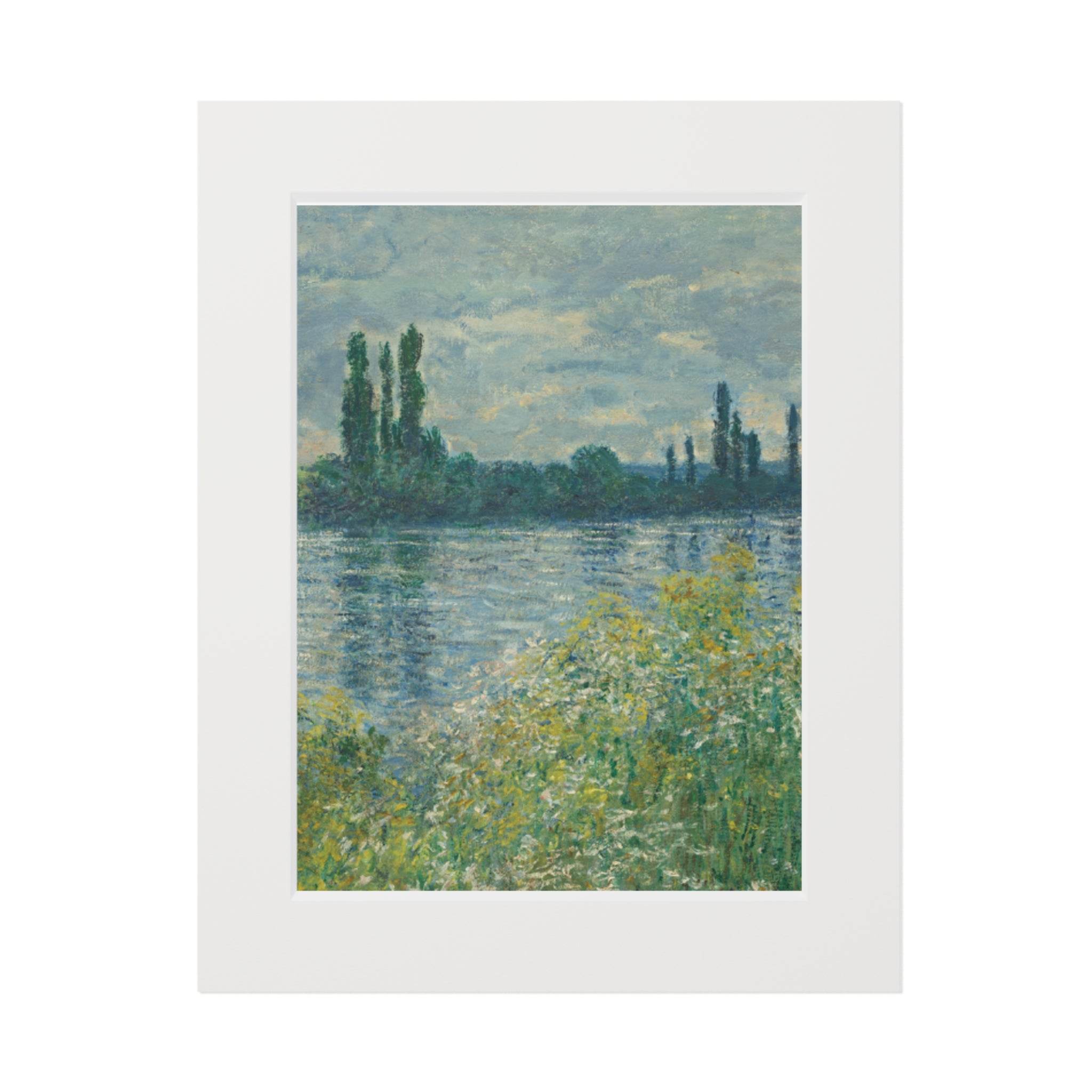 Printify eco-friendly fine art prints featuring impressionist landscape with river and greenery
