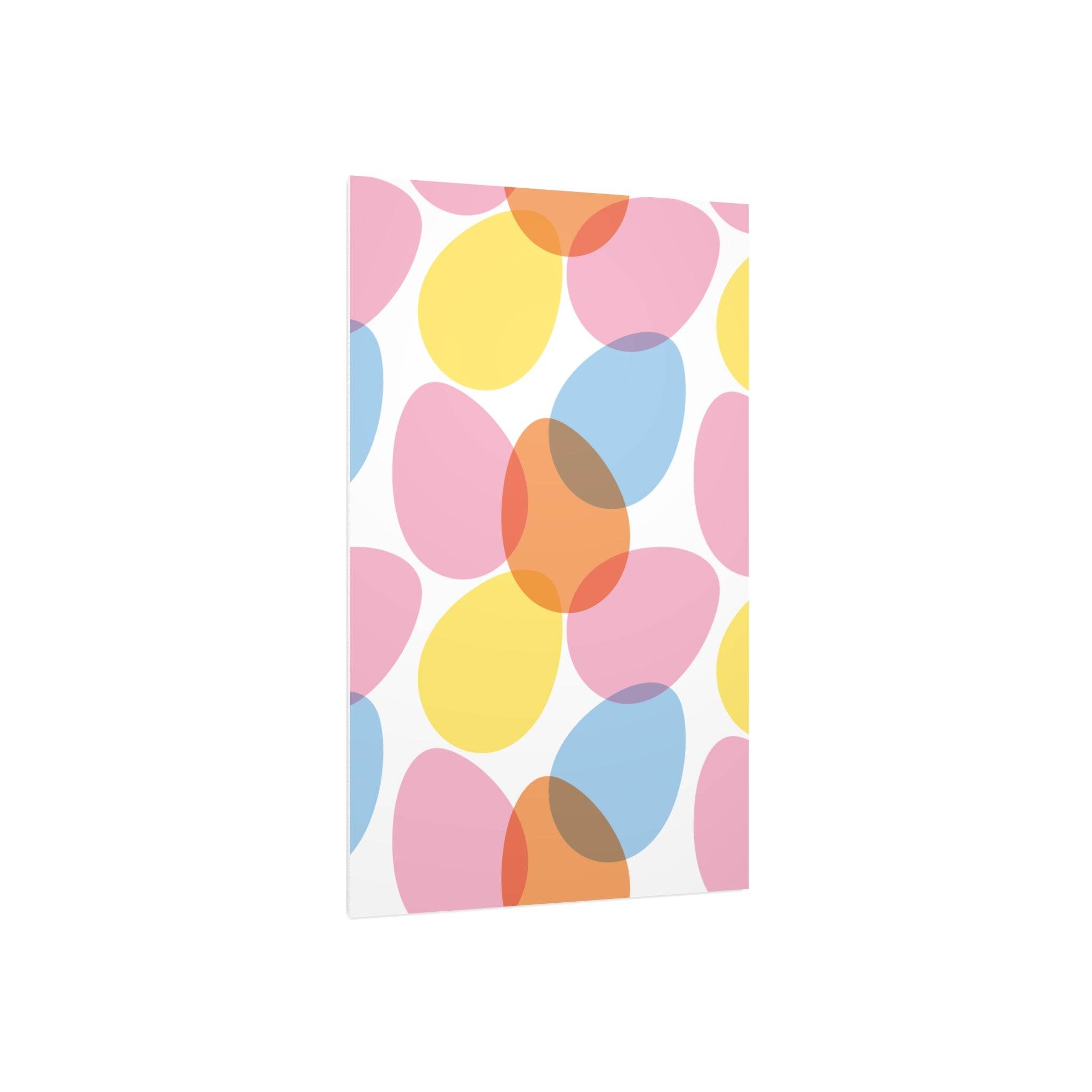 Printify home decor featuring colorful abstract shapes printed on eco-friendly foam board