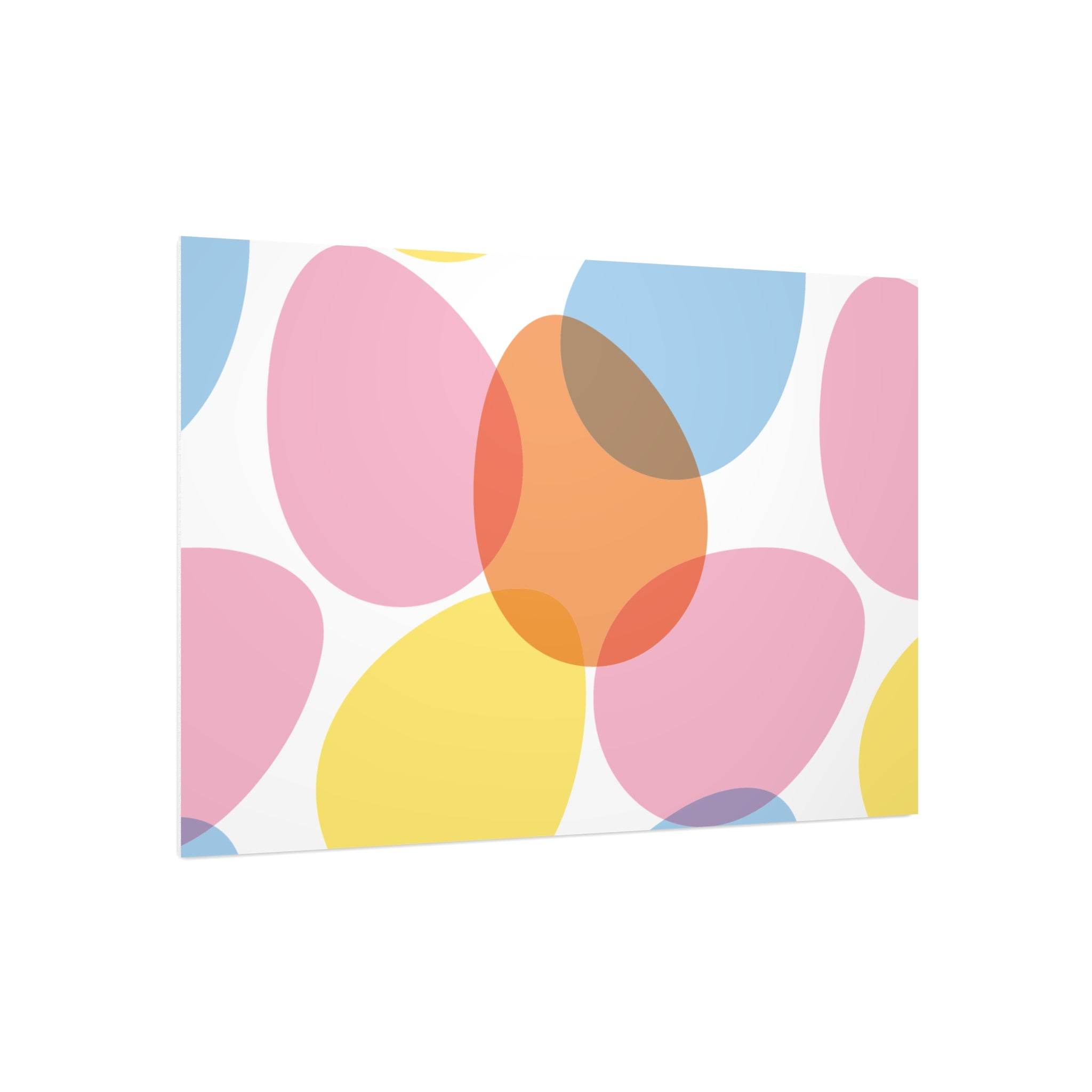 Printify home decor featuring colorful overlapping shapes on eco-friendly foam board
