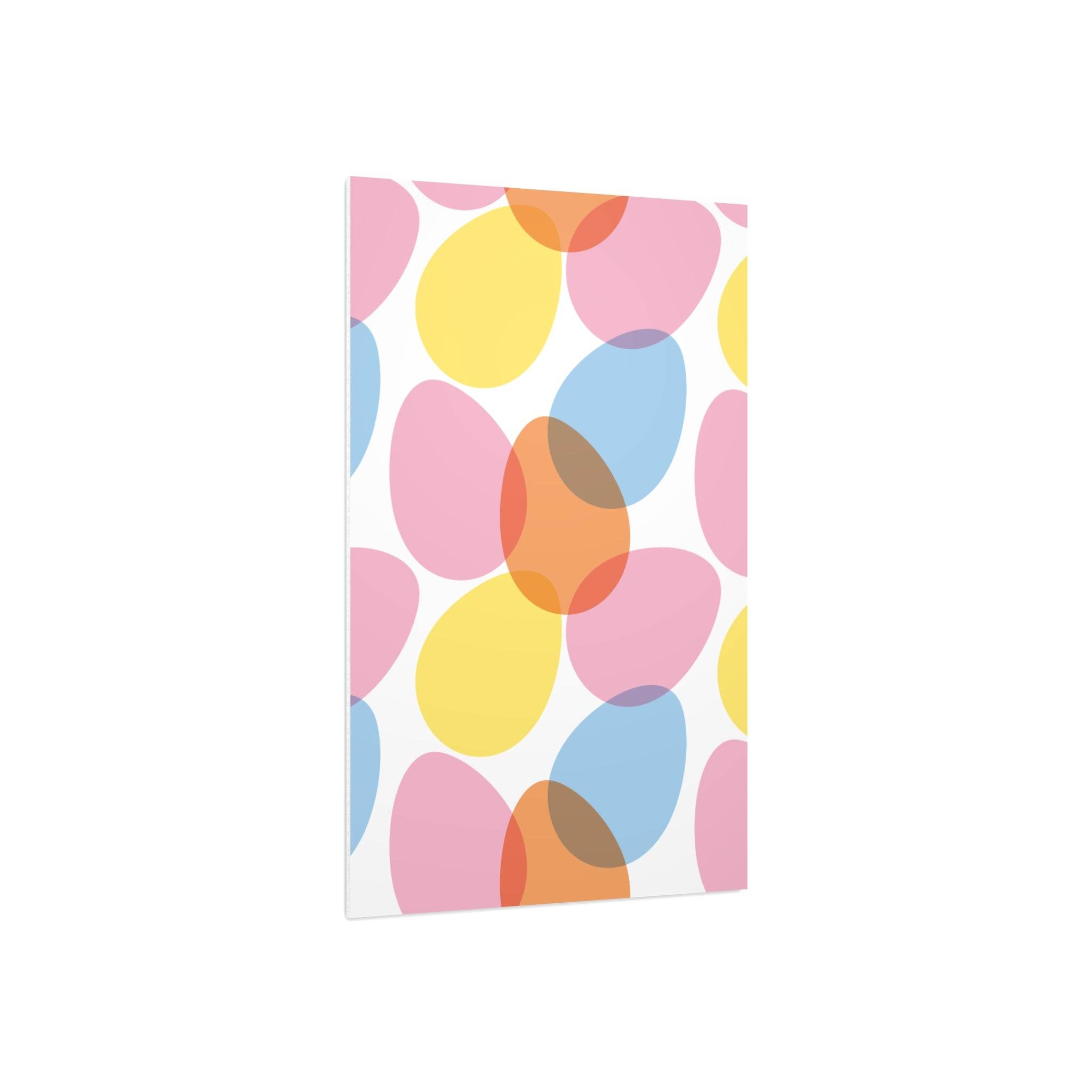 Printify home decor wall art with colorful overlapping shapes on eco-friendly foam board