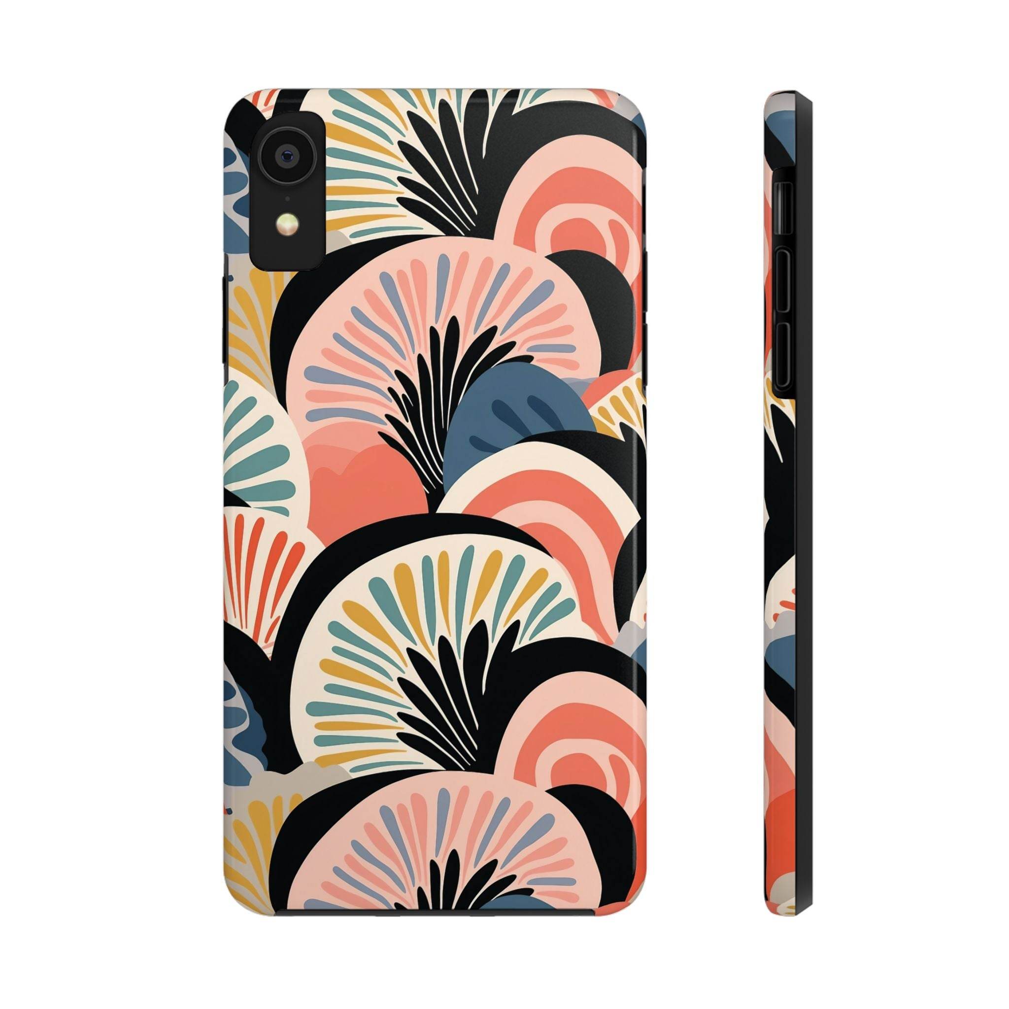 Printify eco-friendly phone cases with colorful abstract floral design for sustainable style