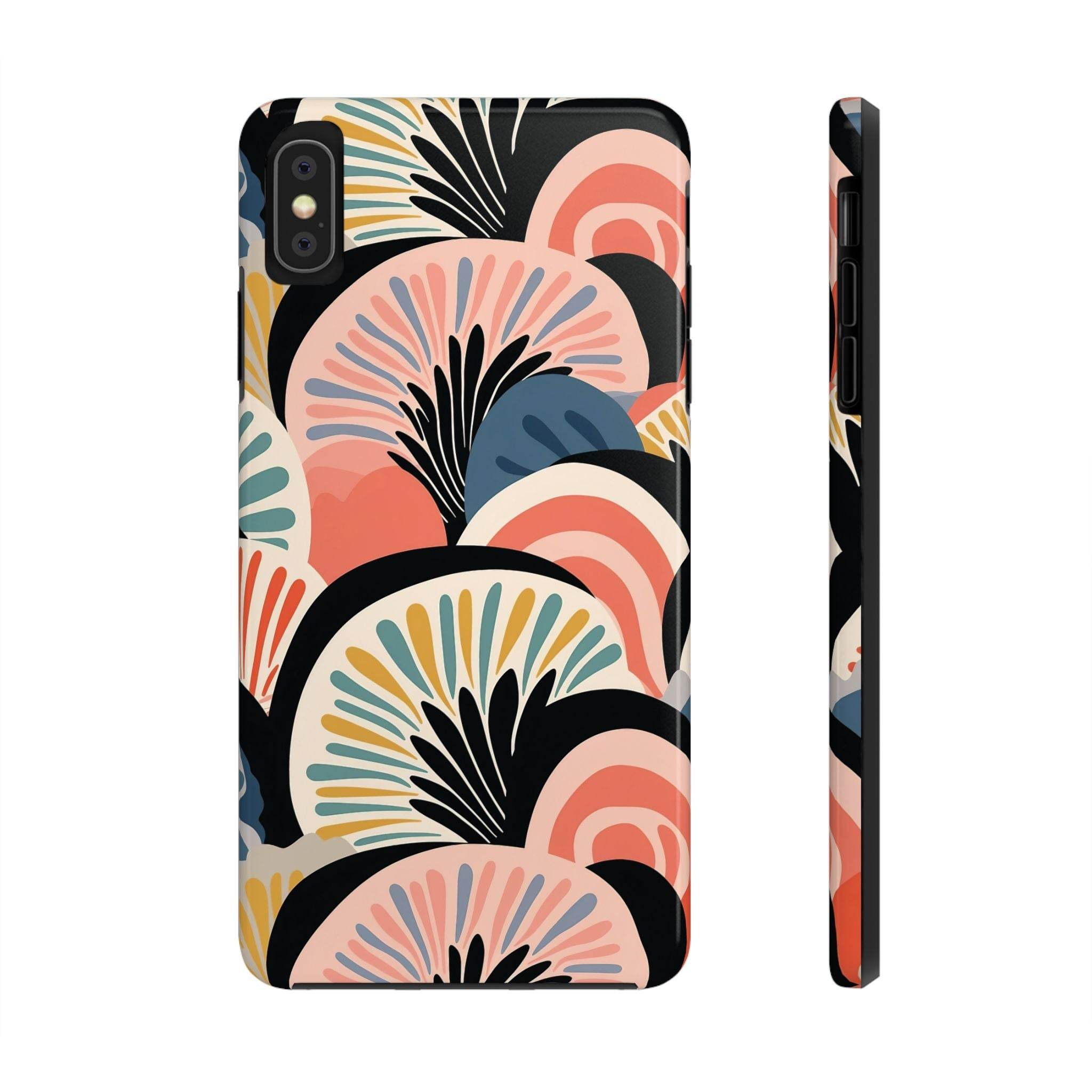Printify eco-friendly phone cases with colorful abstract floral design and protective slim fit