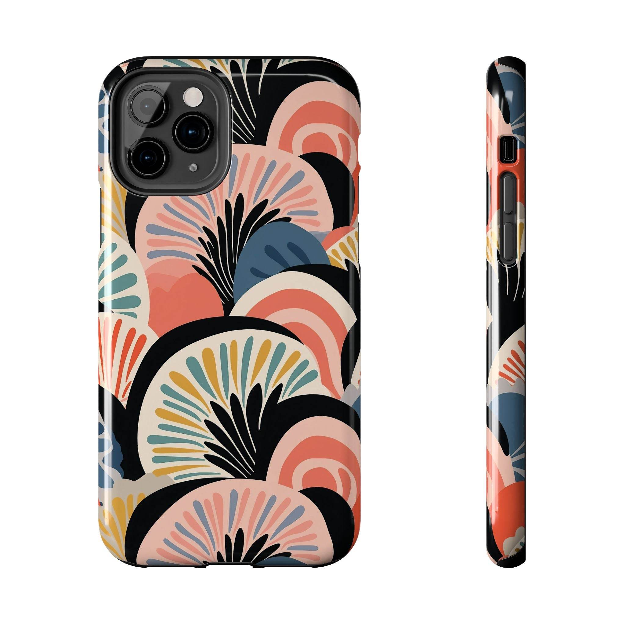 Printify eco-friendly phone cases with colorful abstract floral design for modern smartphones