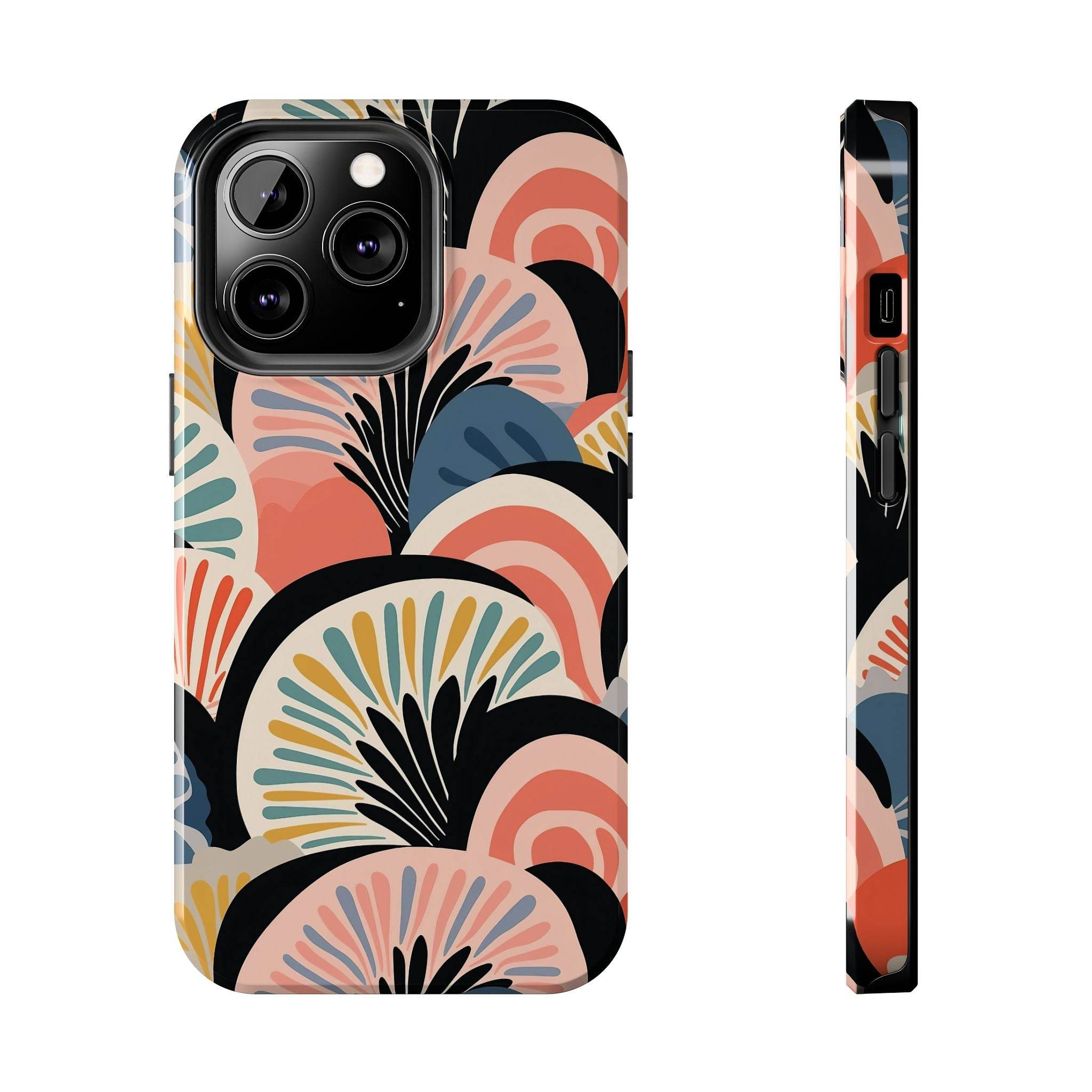 Printify eco-friendly phone cases with abstract colorful floral pattern and slim design