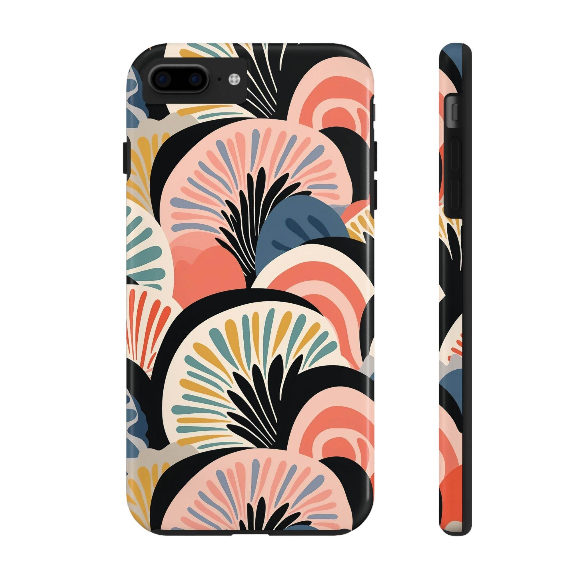 Printify eco-friendly phone cases with colorful abstract floral pattern for stylish protection