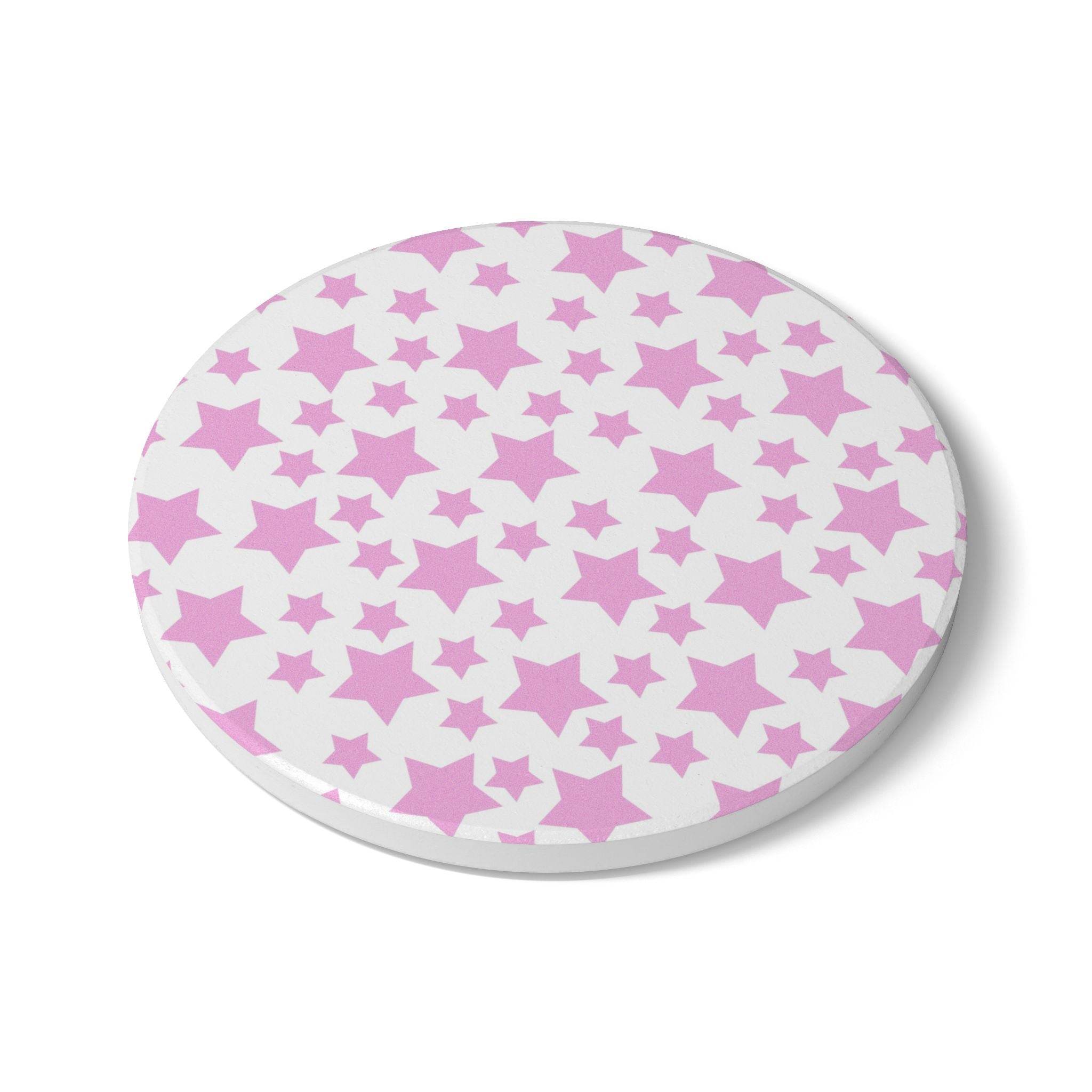 Printify eco-friendly pink ceramic coaster with star pattern for kitchen accessories