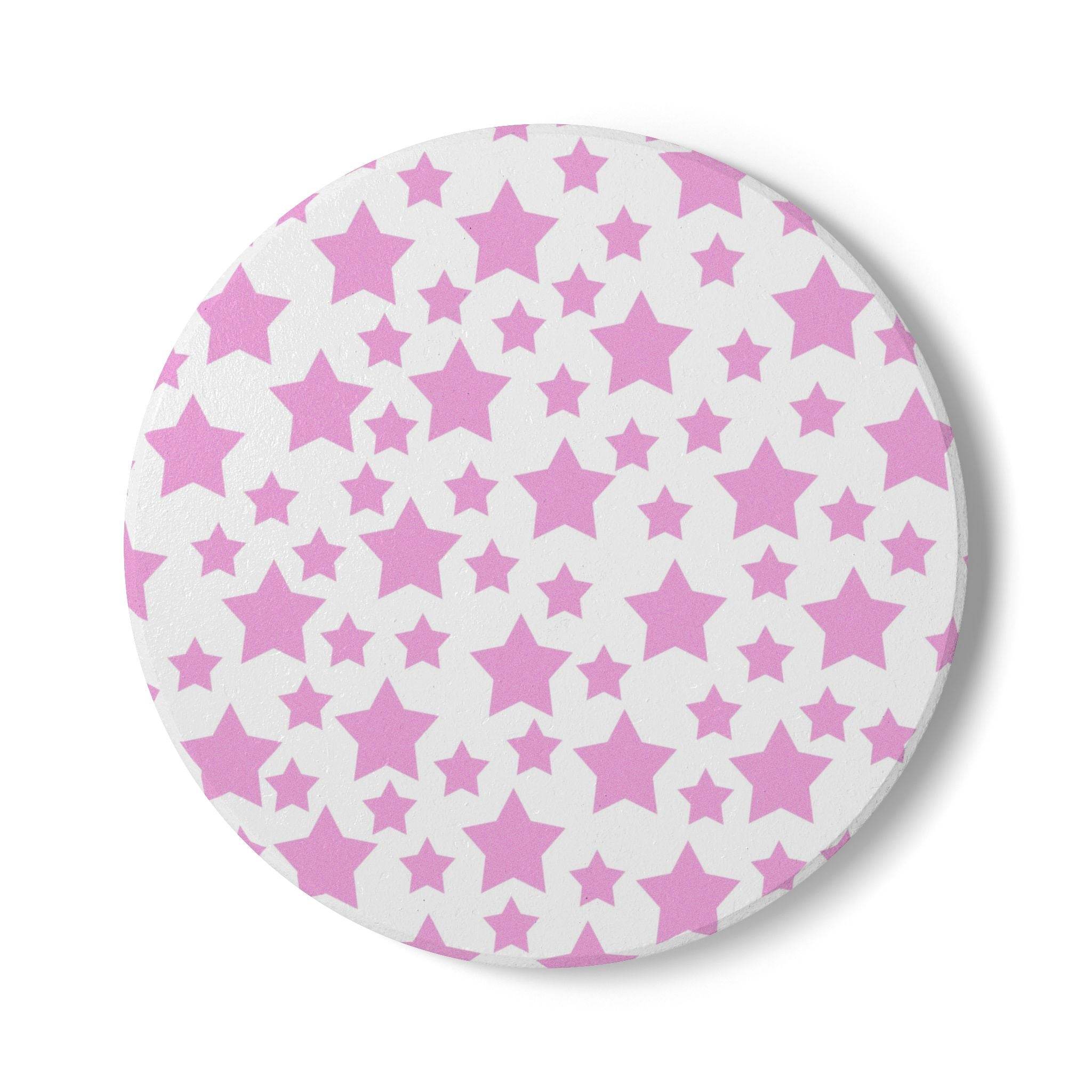 Eco-friendly pink ceramic coaster with star pattern from Printify kitchen accessories