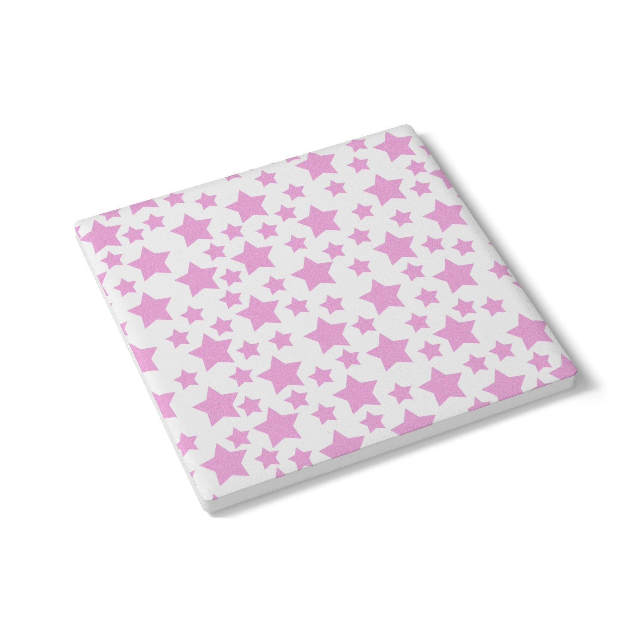 Eco-friendly pink ceramic coaster with star pattern for stylish kitchen accessories
