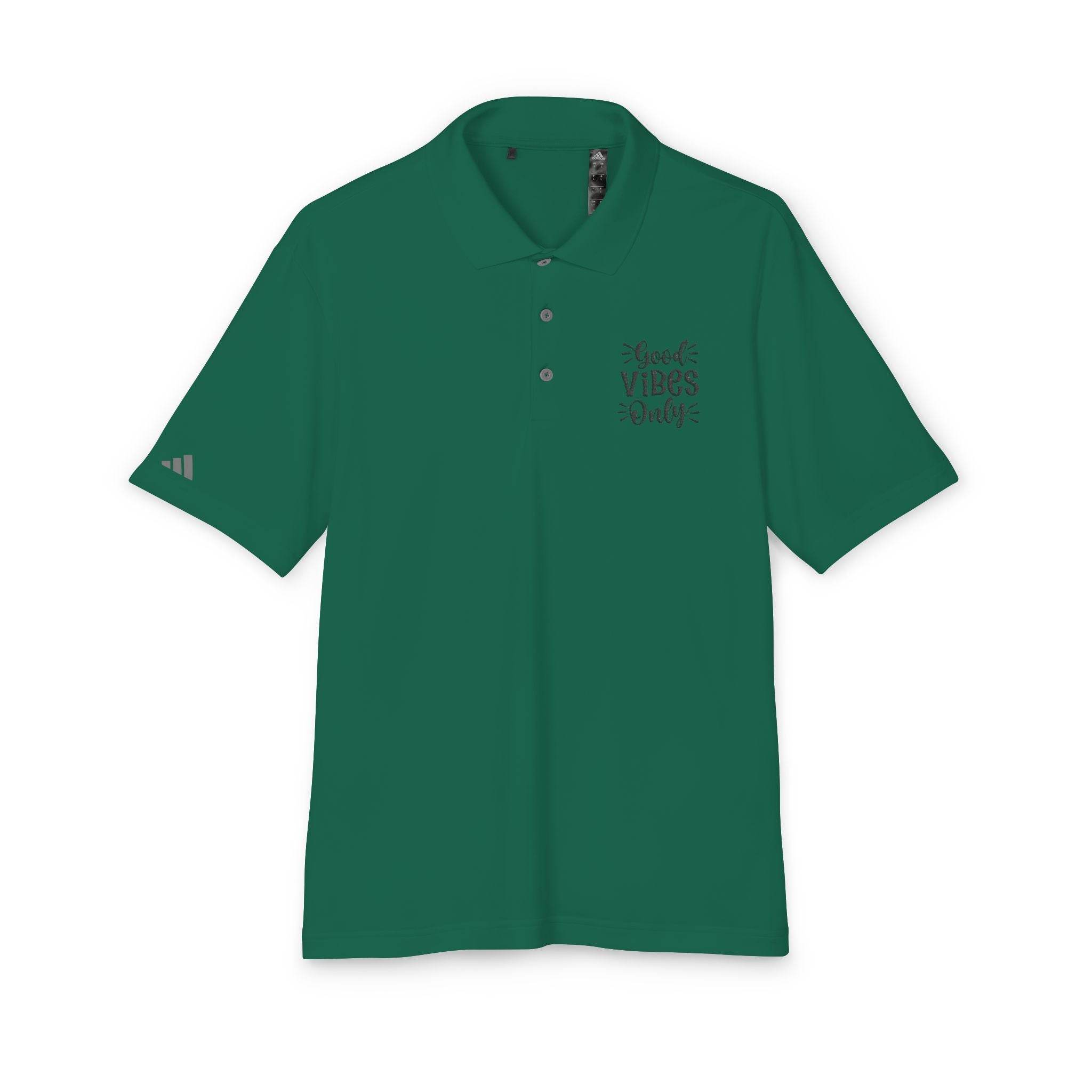 Green eco-friendly polo shirt from Printify with short sleeves and button collar