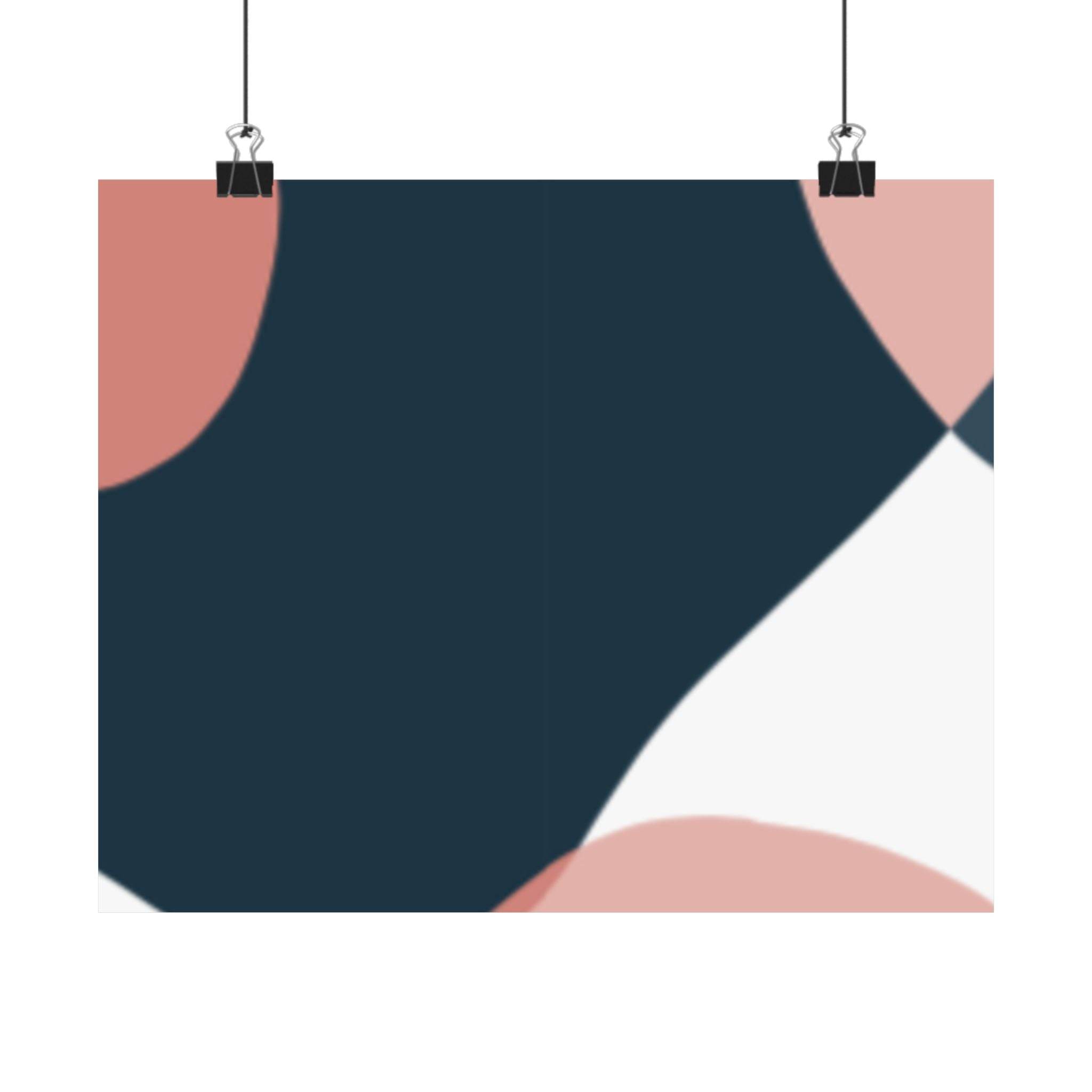 Abstract design Printify eco-friendly satin posters hanging with clips in muted colors