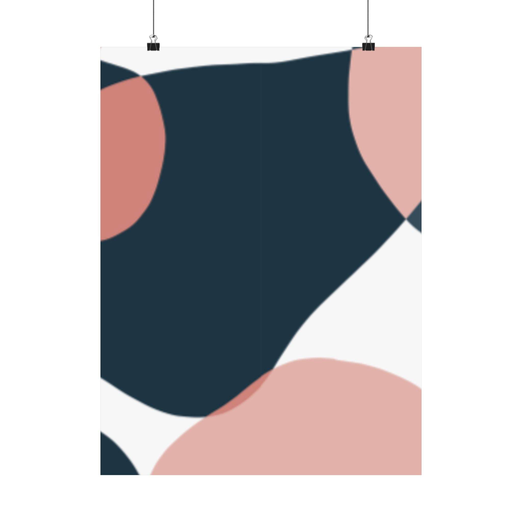 Abstract design eco-friendly satin posters by Printify with navy blue and soft pink shapes