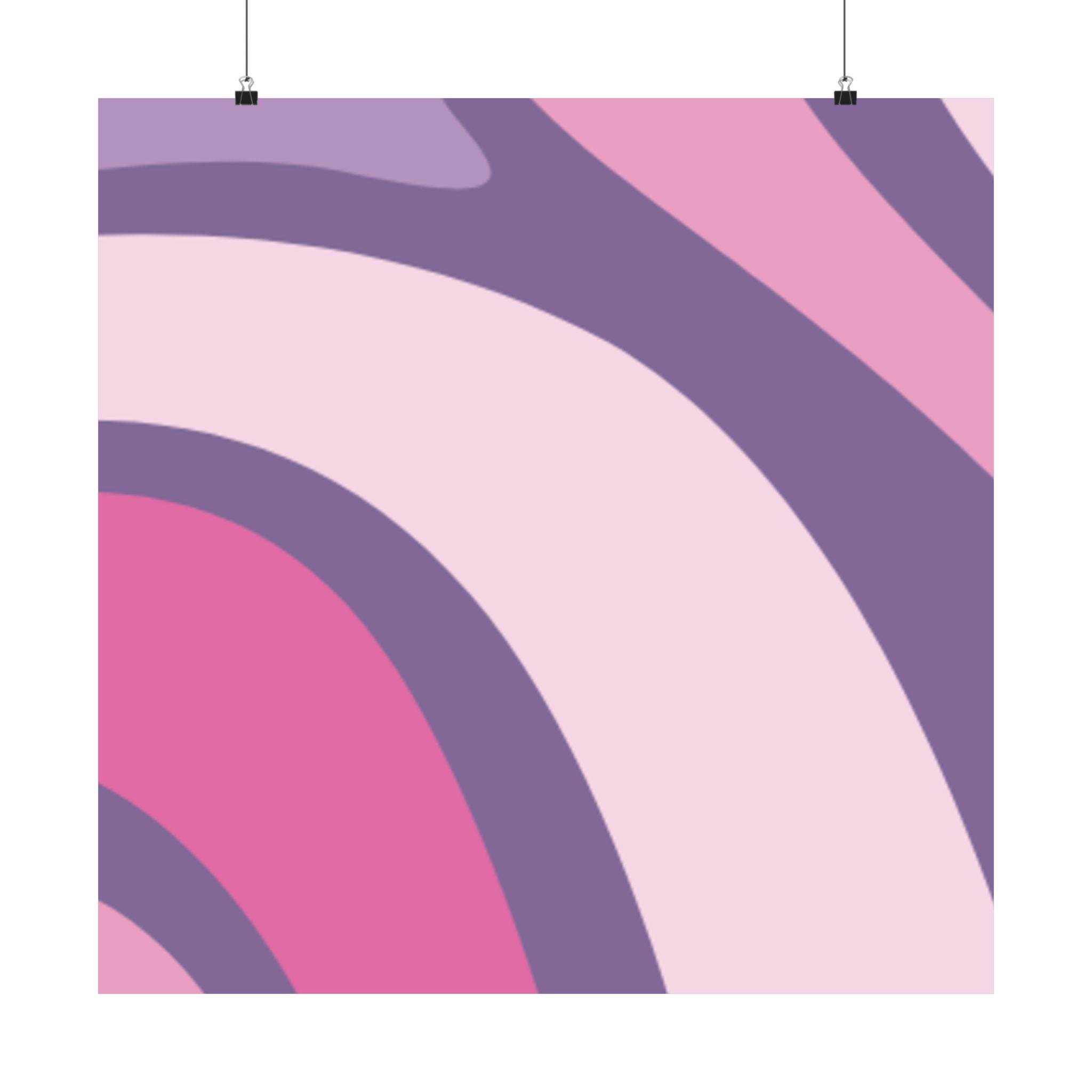 Printify abstract wall art with pink and purple curves eco-friendly satin posters hanging display