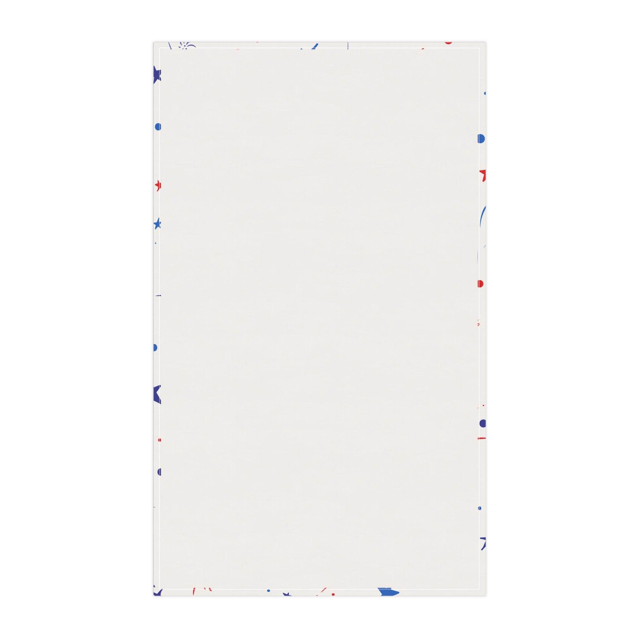 Printify eco-friendly tea towels in white with subtle red and blue star accents for kitchen use