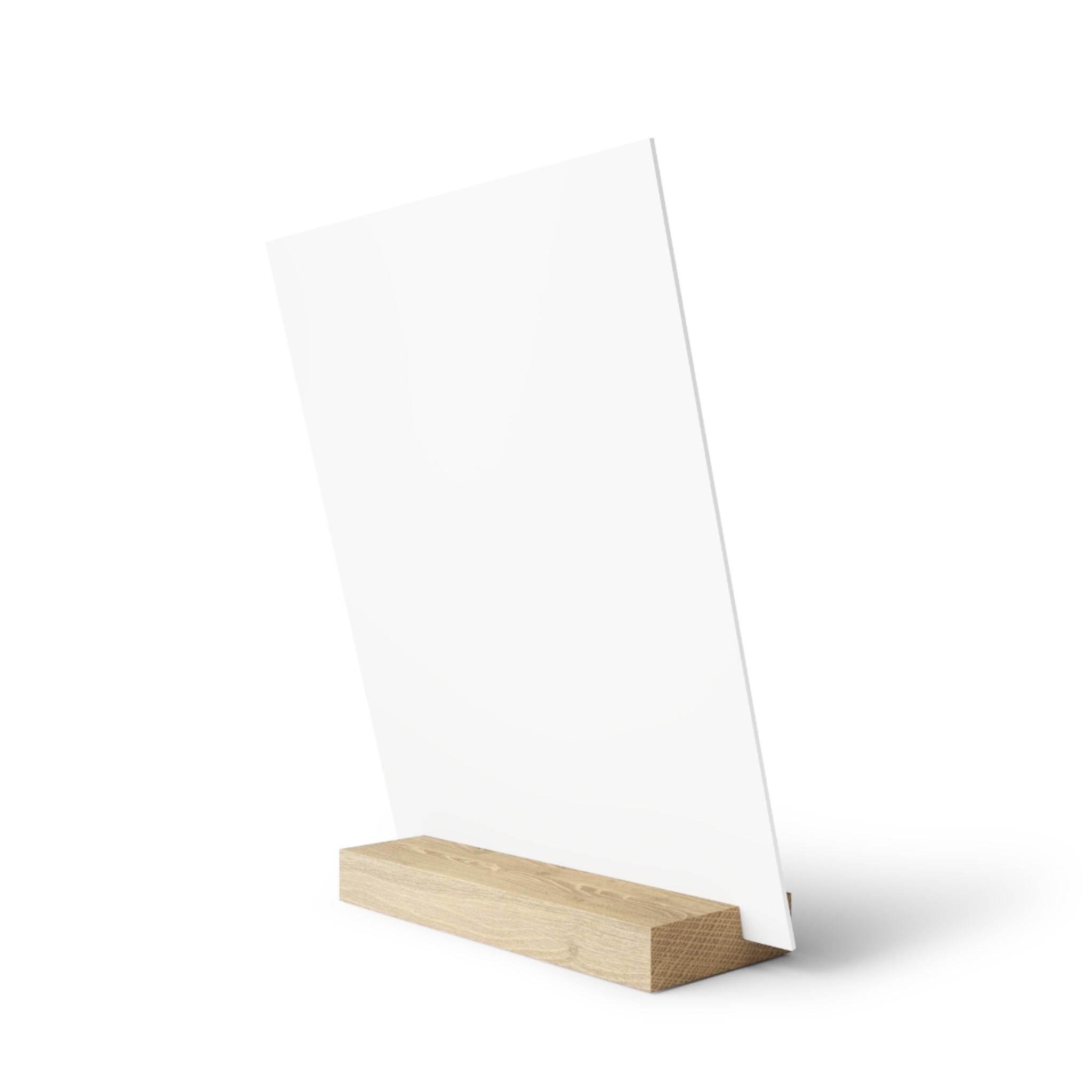 Printify eco-friendly teacher of the year gift wooden stand with blank white plaque for home decor