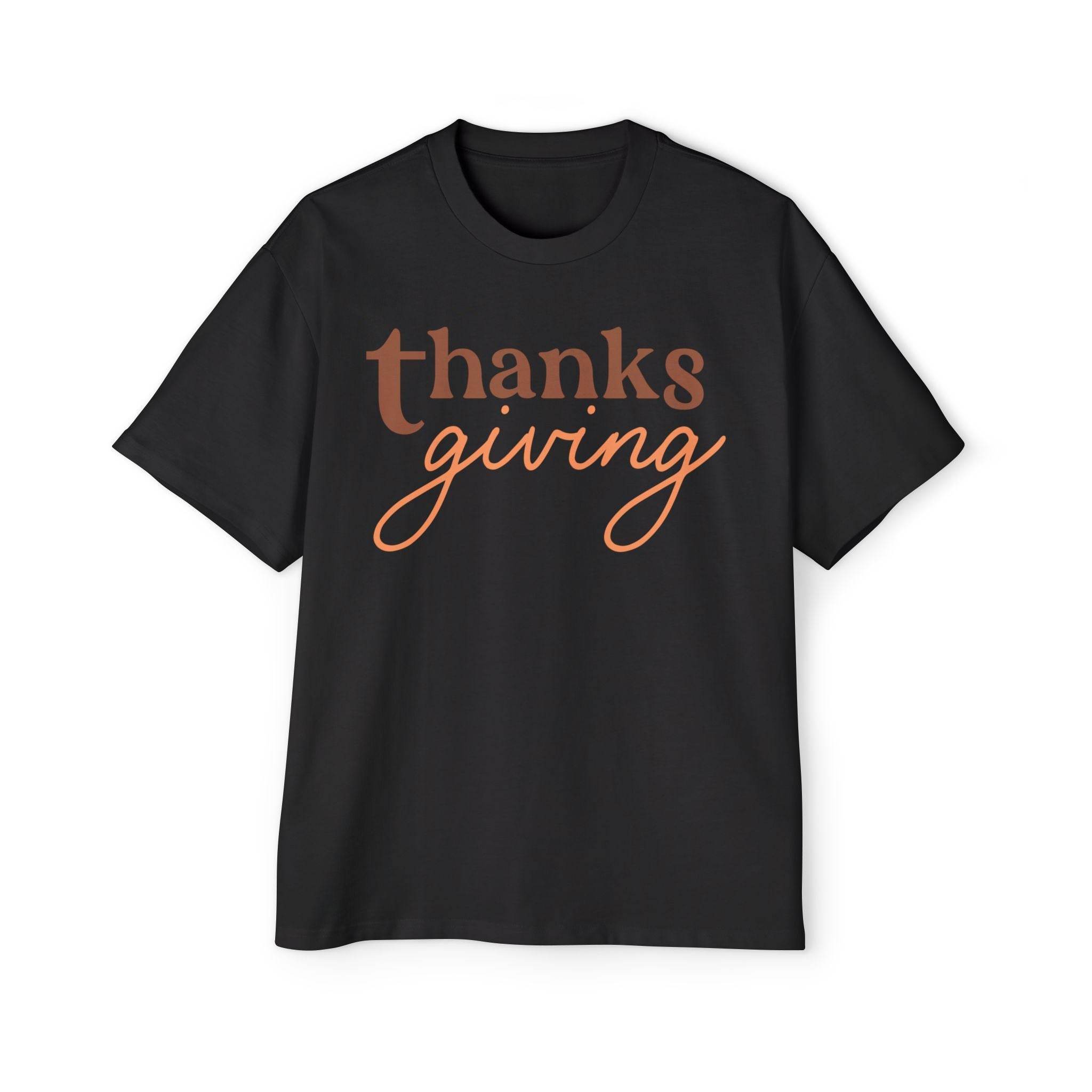 Black eco-friendly Thanksgiving shirt men with brown and orange Thanksgiving text design