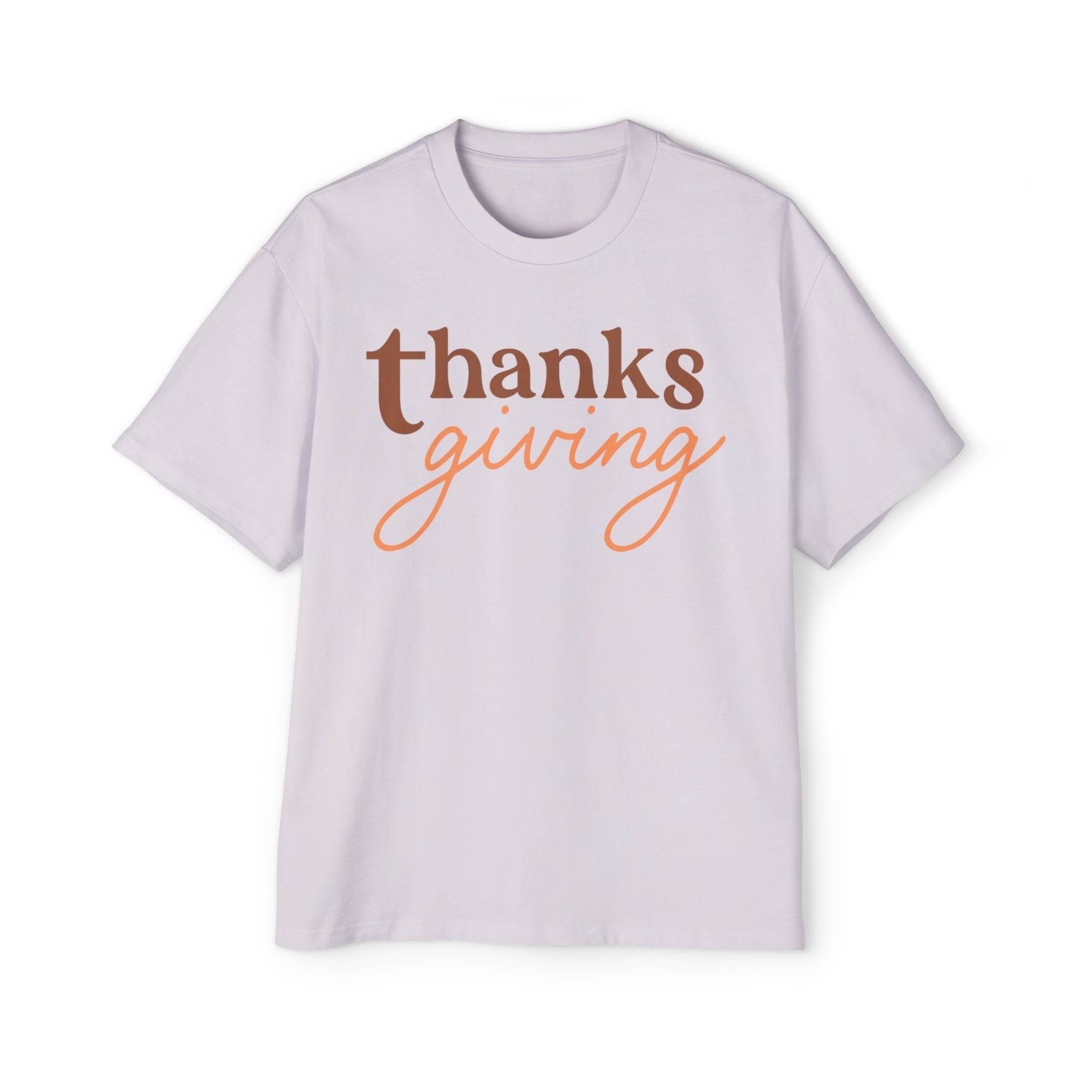 Printify eco-friendly Thanksgiving shirt men with brown and orange typography on white t-shirt