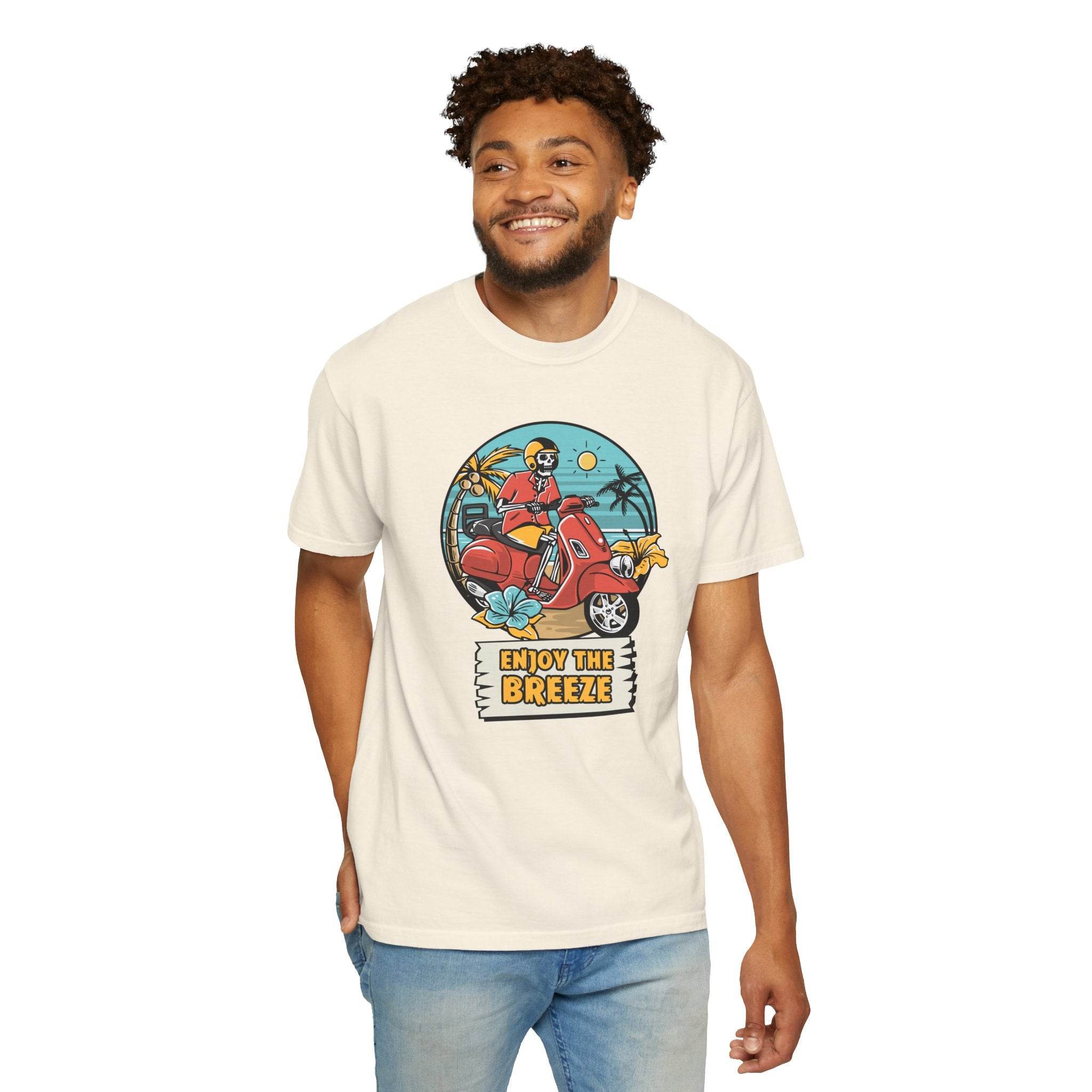 Printify eco-friendly unisex t-shirt with Enjoy The Breeze graphic and casual fit