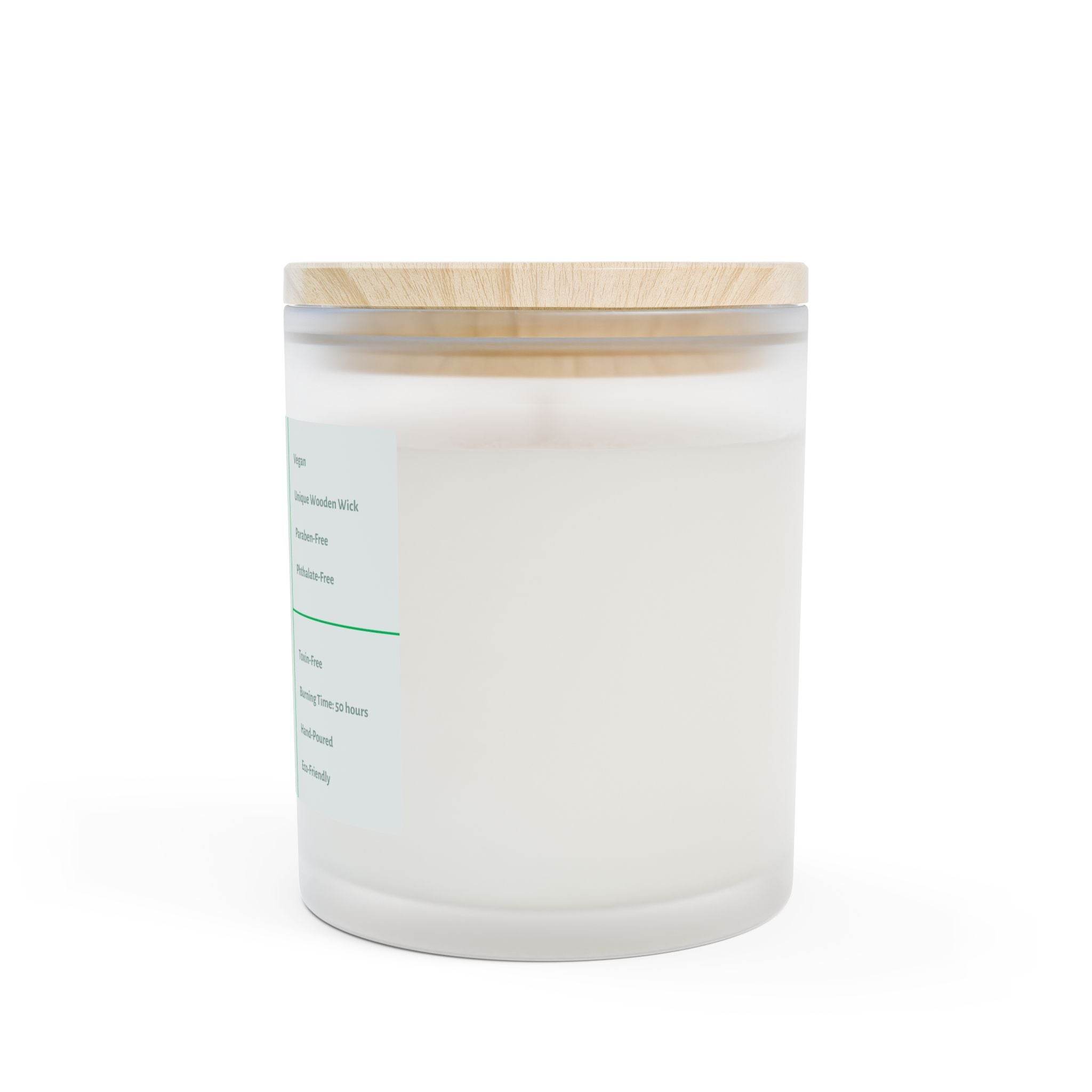 Printify frosted glass eco candle with wooden lid and white wax inside for sustainable home decor
