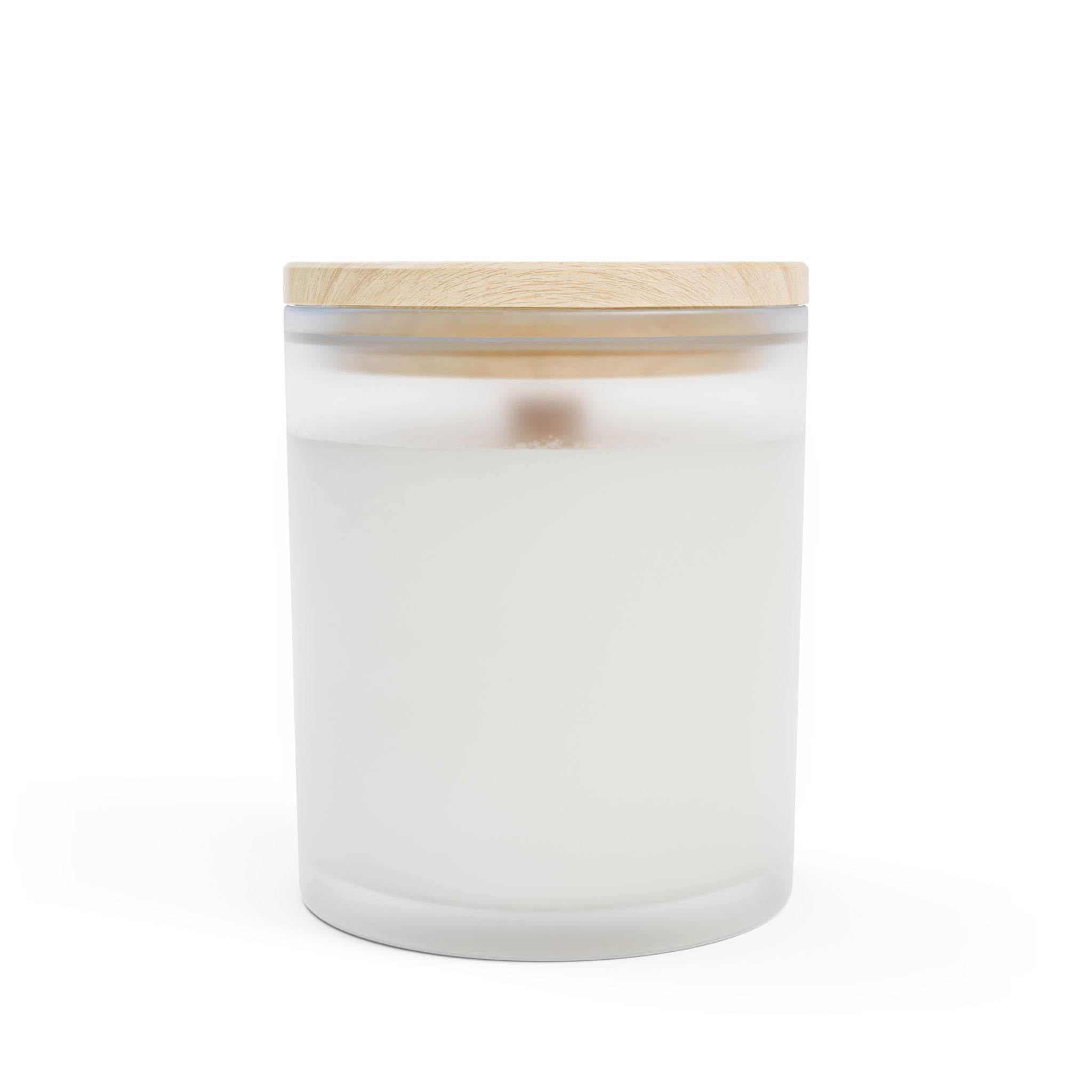 frosted glass eco candle with wooden lid for sustainable home fragrance