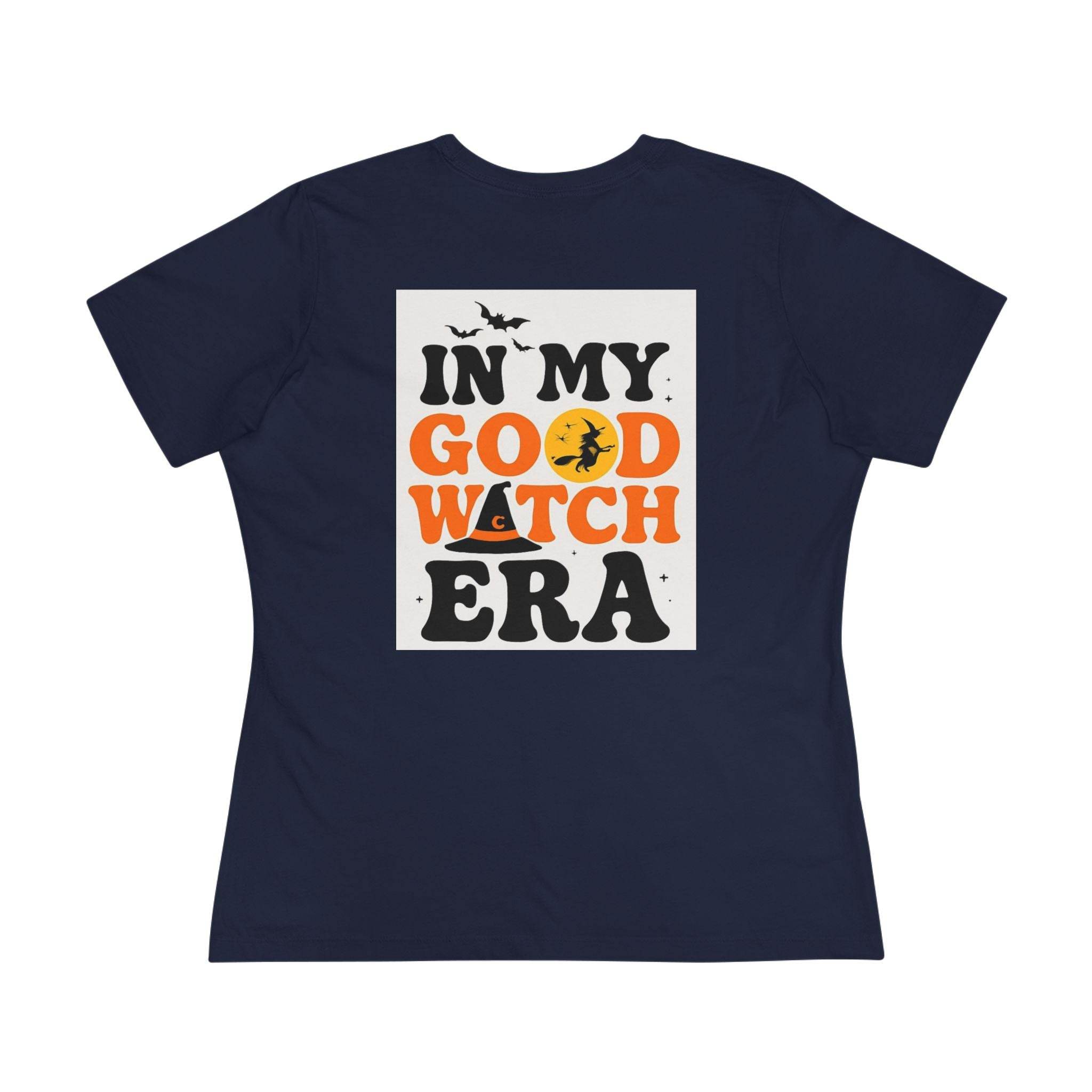 Printify navy womens t shirt back print In My Good Witch Era design eco friendly halloween t shirt women