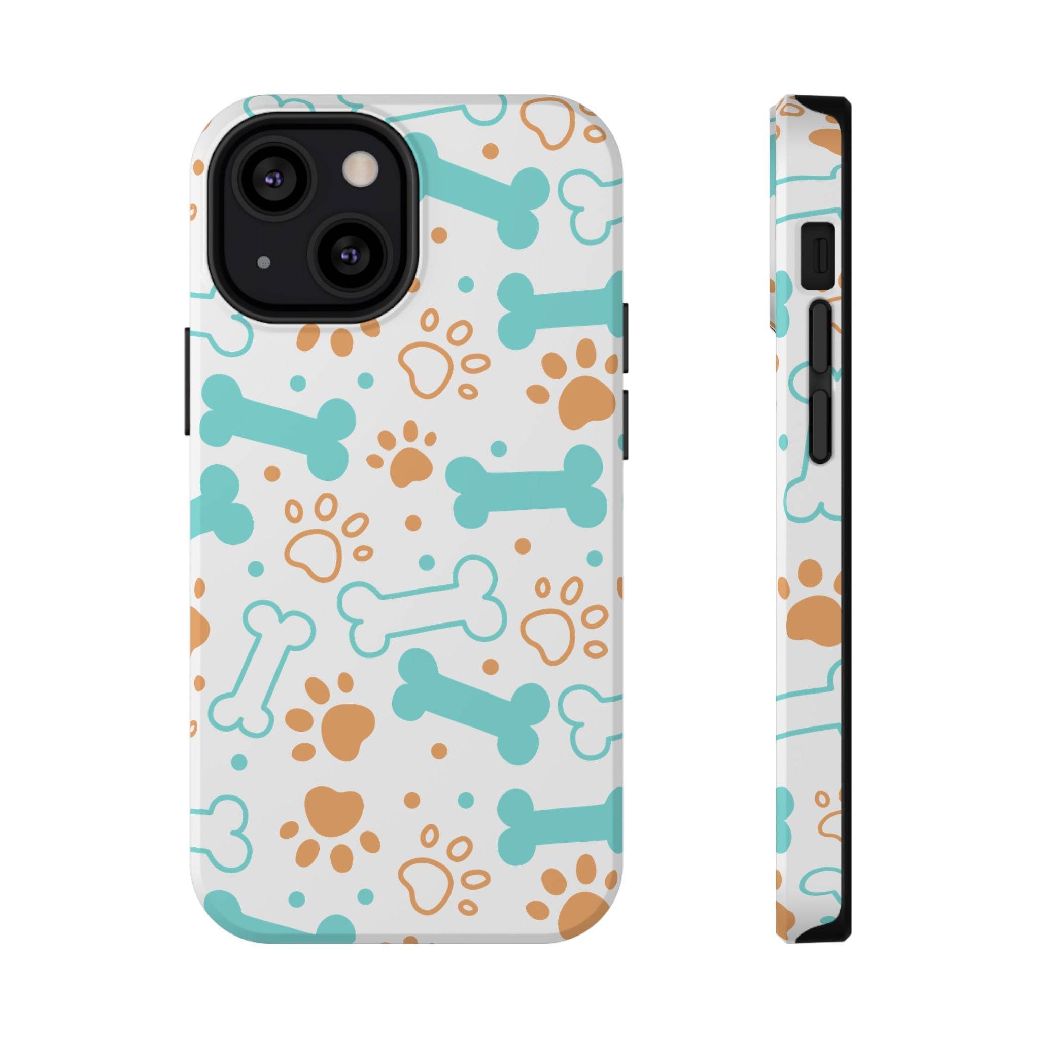 Printify impact-resistant pet-themed case with dog bones and paw prints design for phone protection