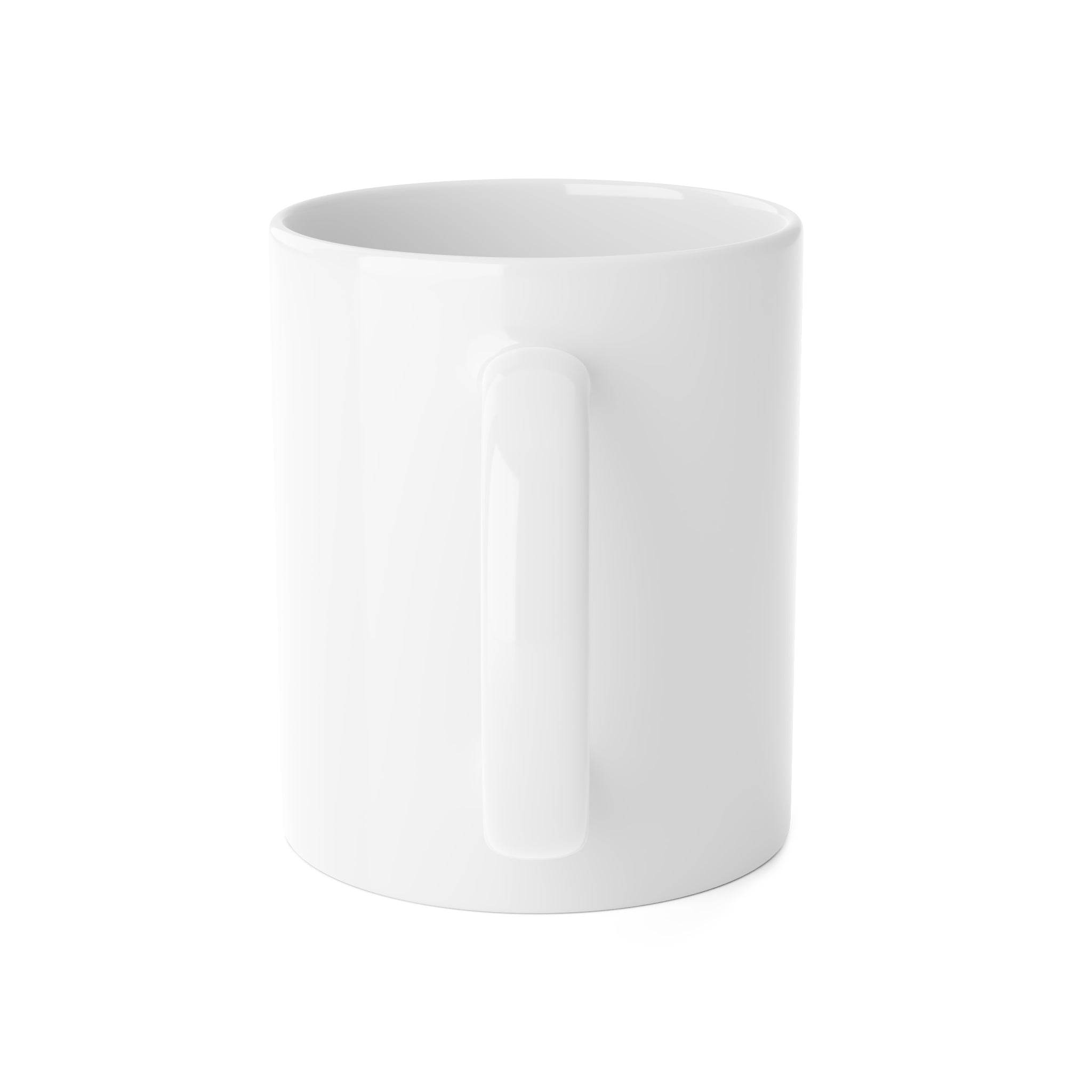 White plain eco-friendly ceramic mug by Printify with a smooth glossy finish and comfortable handle