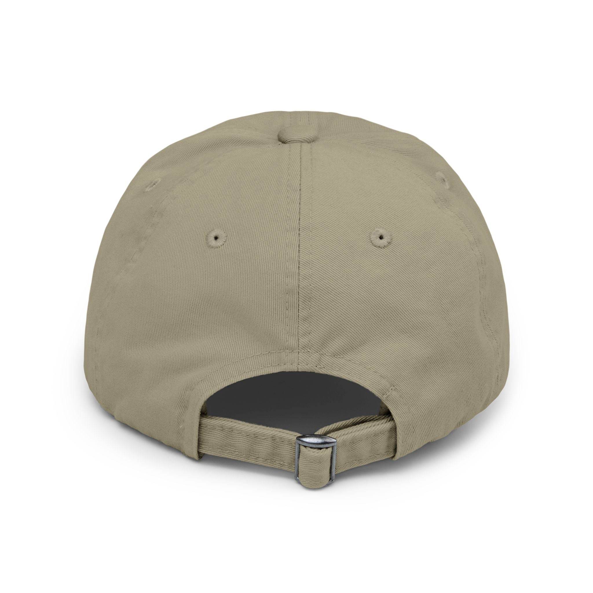 Printify khaki adjustable baseball cap back view with metal buckle strap eco-friendly pet lover hat