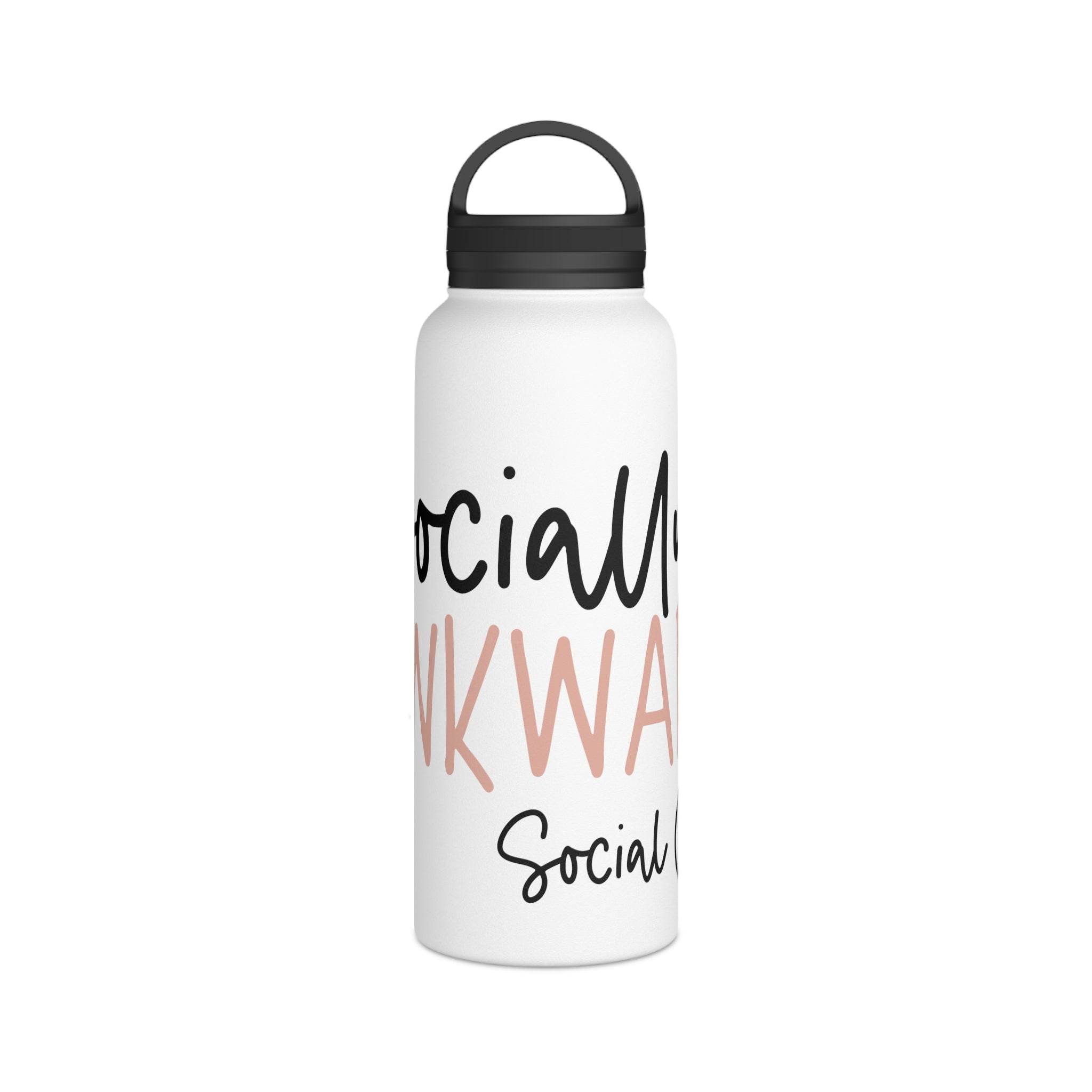 Printify eco-friendly stainless steel water bottle with black lid and motivational text design
